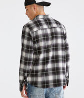 Long Sleeve Relaxed Washed Plaid Flannel Shirt