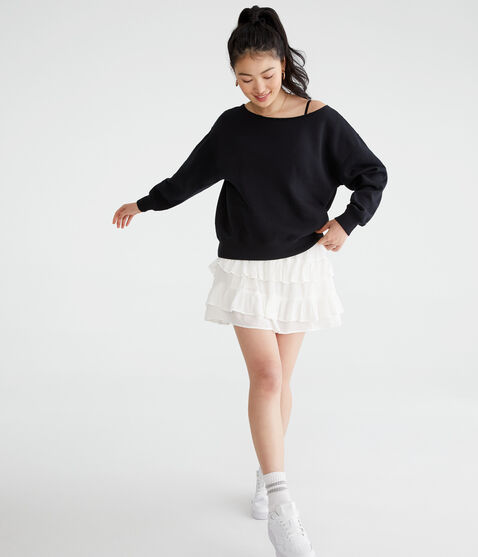 Solid Off-The-Shoulder Sweatshirt