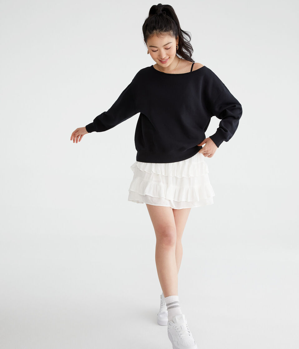Solid Off-The-Shoulder Sweatshirt