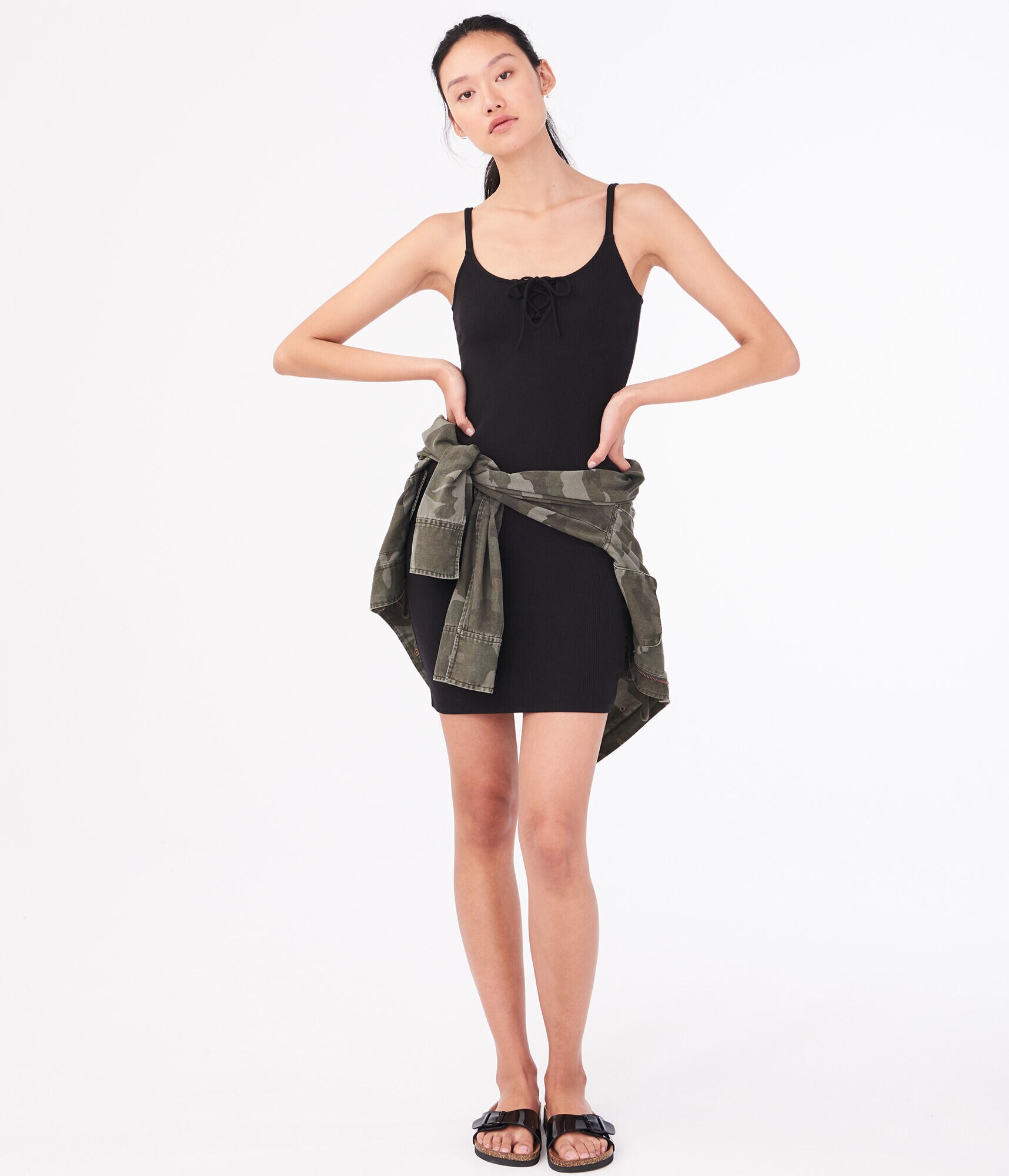 Lace-Up Bodycon Dress