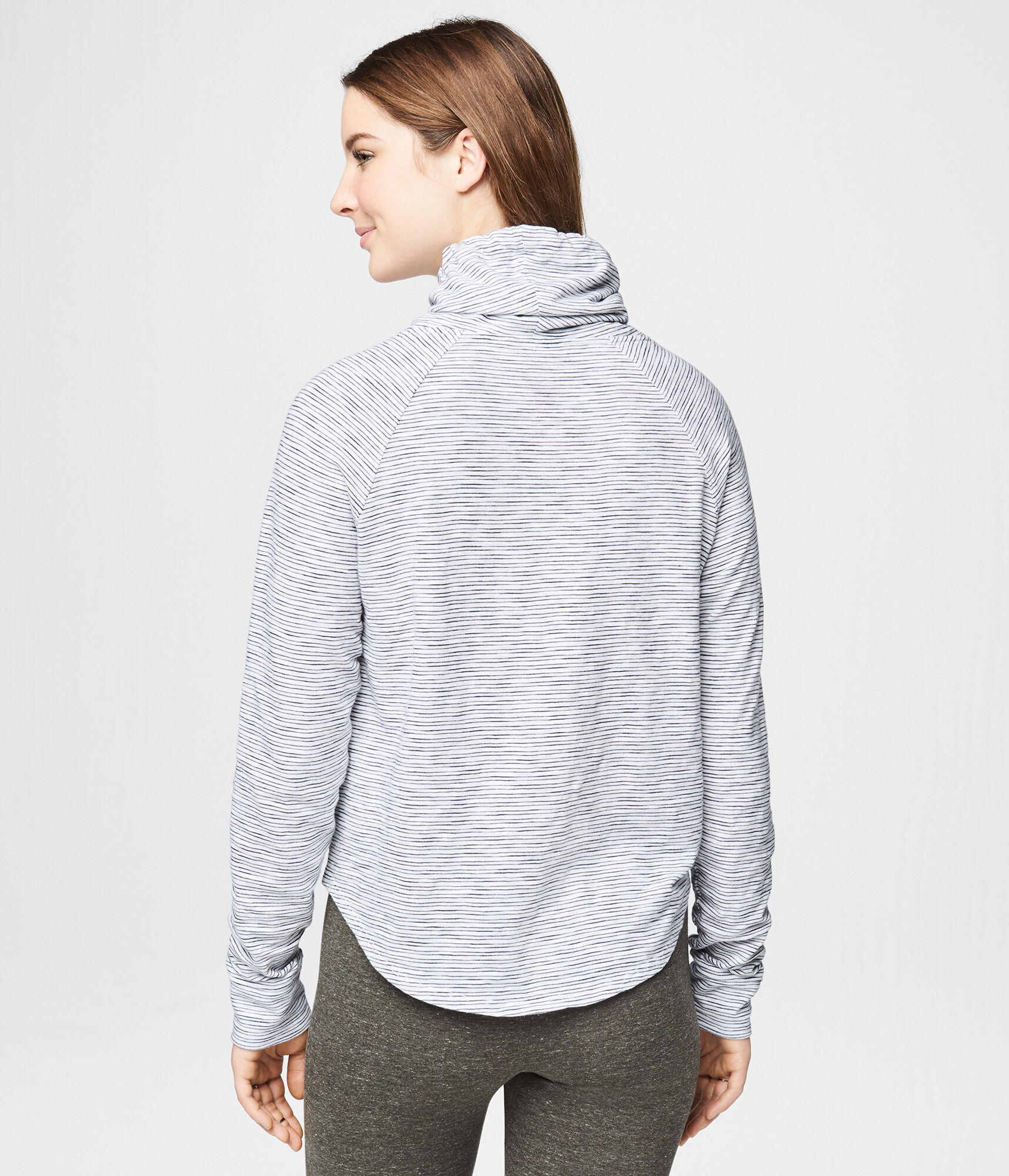 Long Sleeve Striped Cowl-Neck Top