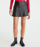 Pleated Faux Leather Mini Skirt