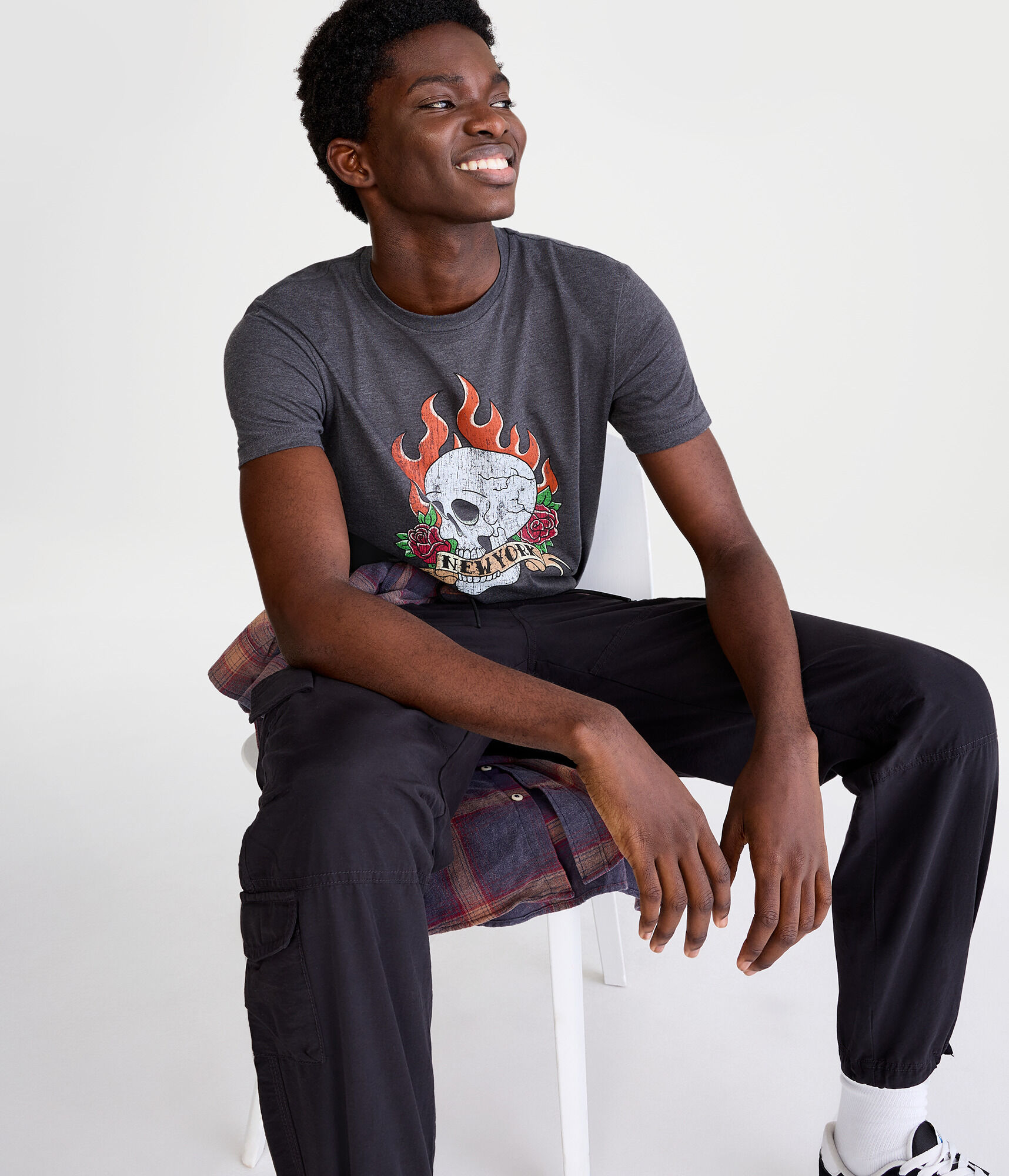 New York Fire Skull Graphic Tee