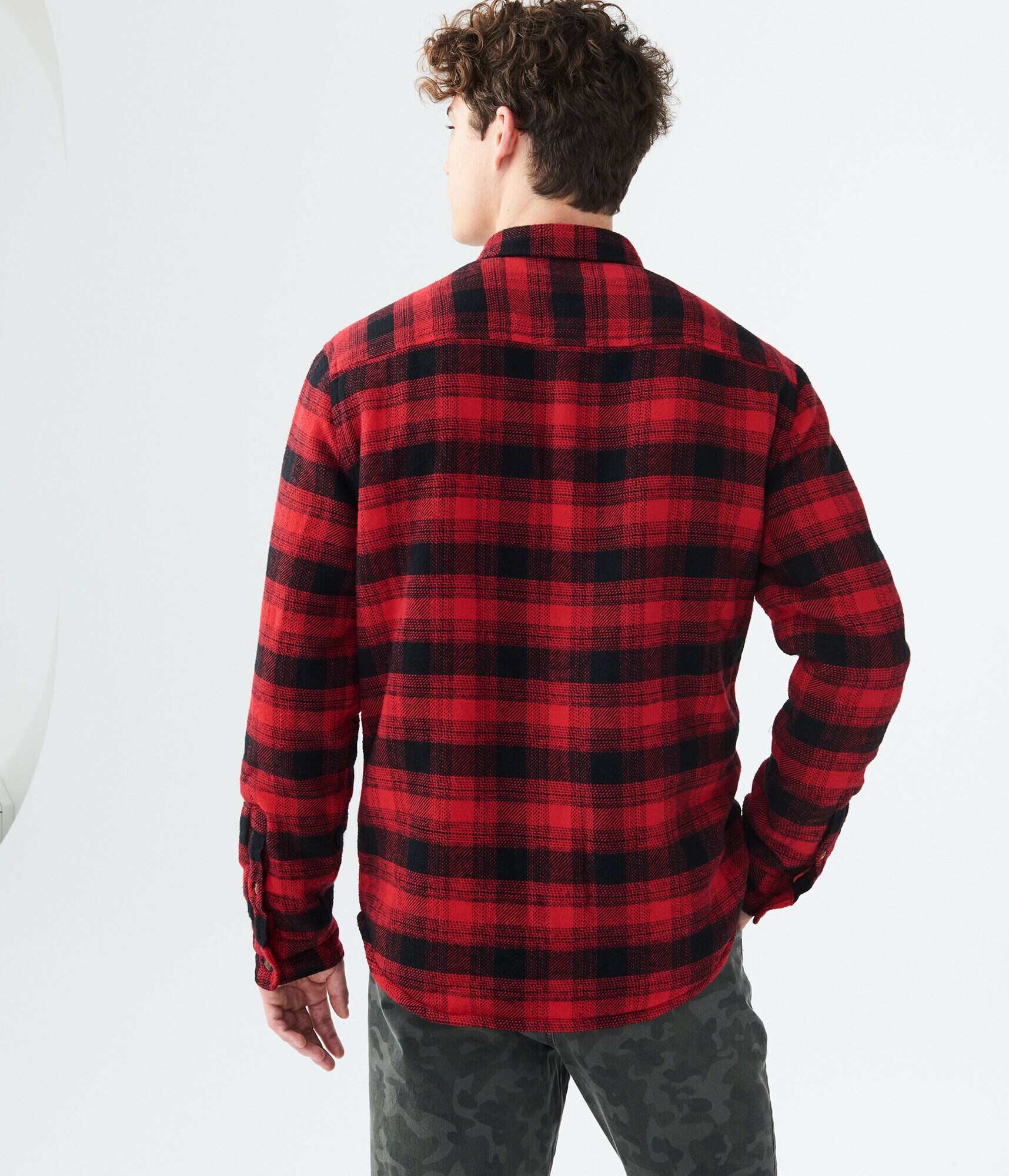 Plaid Sherpa-Lined Coat