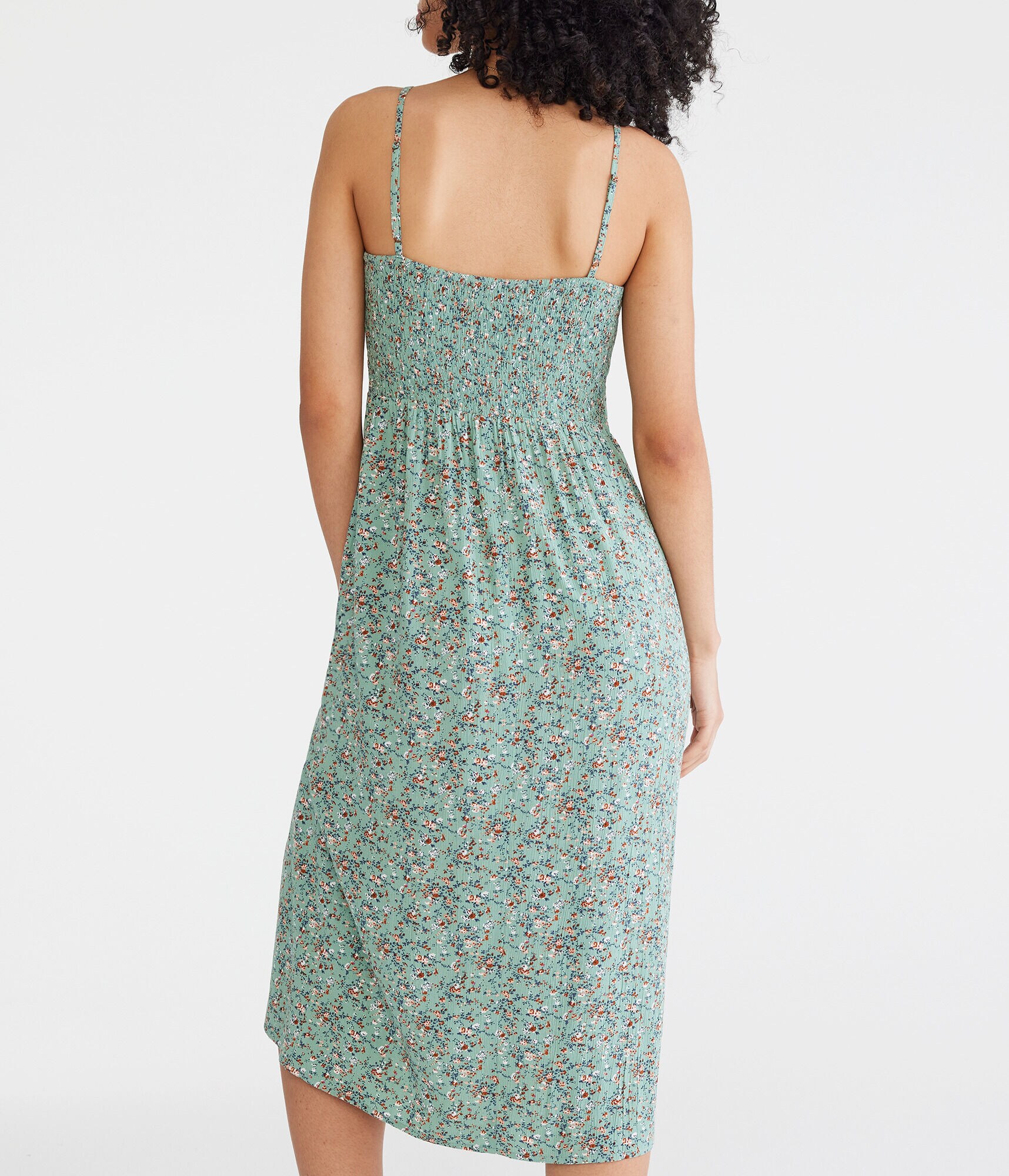 Floral V-Neck Keyhole Midi Dress