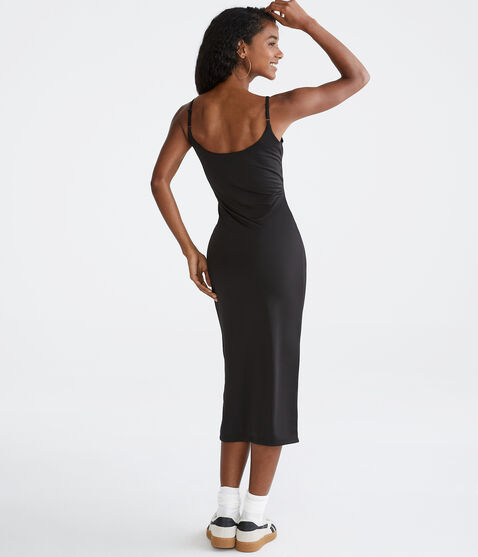 Solid Scoop-Neck Bodycon Midi Dress