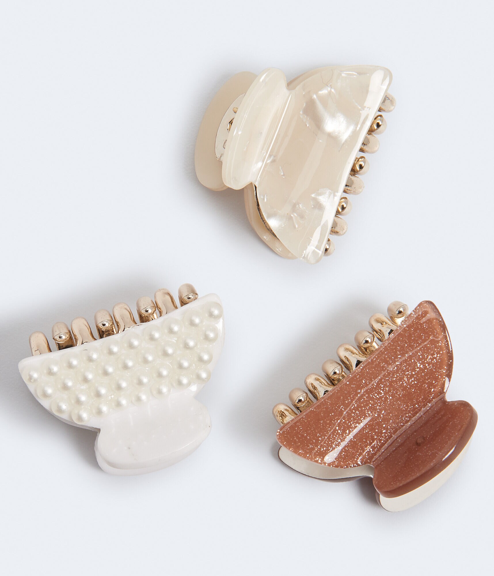 Resin &amp; Faux Pearl Claw Hair Clip 3-Pack
