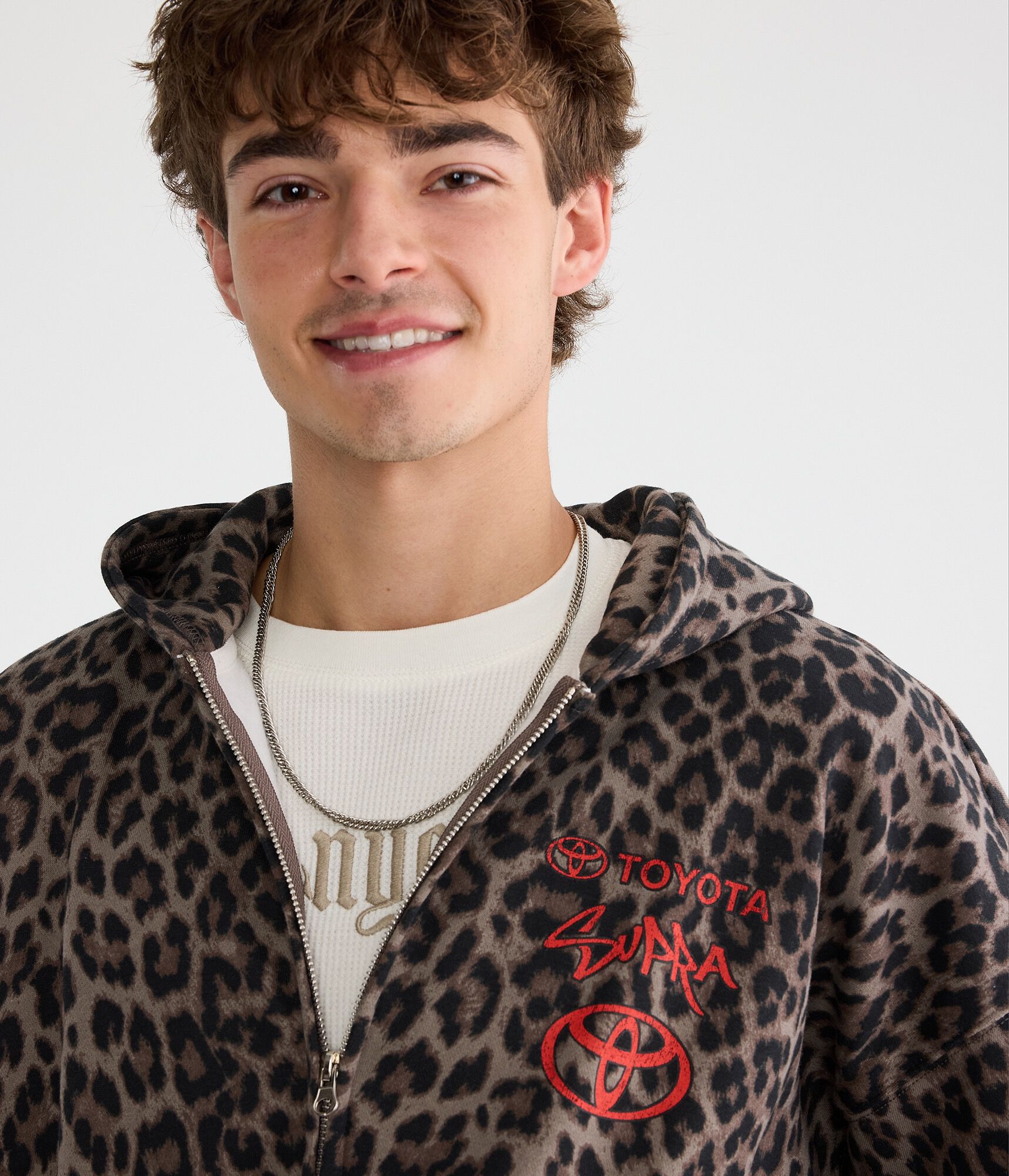 Toyota Supra Leopard Print Boxy Full-Zip Hoodie