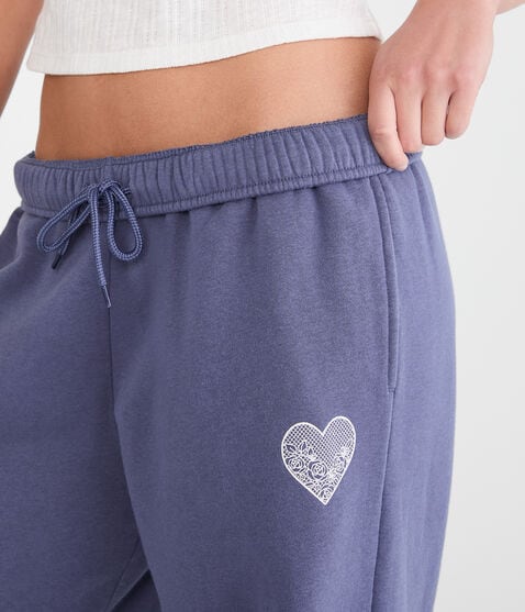 Cloud Soft Lace Heart High-Rise Straight Leg Sweatpants Cloud Soft Lace Heart High-Rise Straight Leg Sweatpants