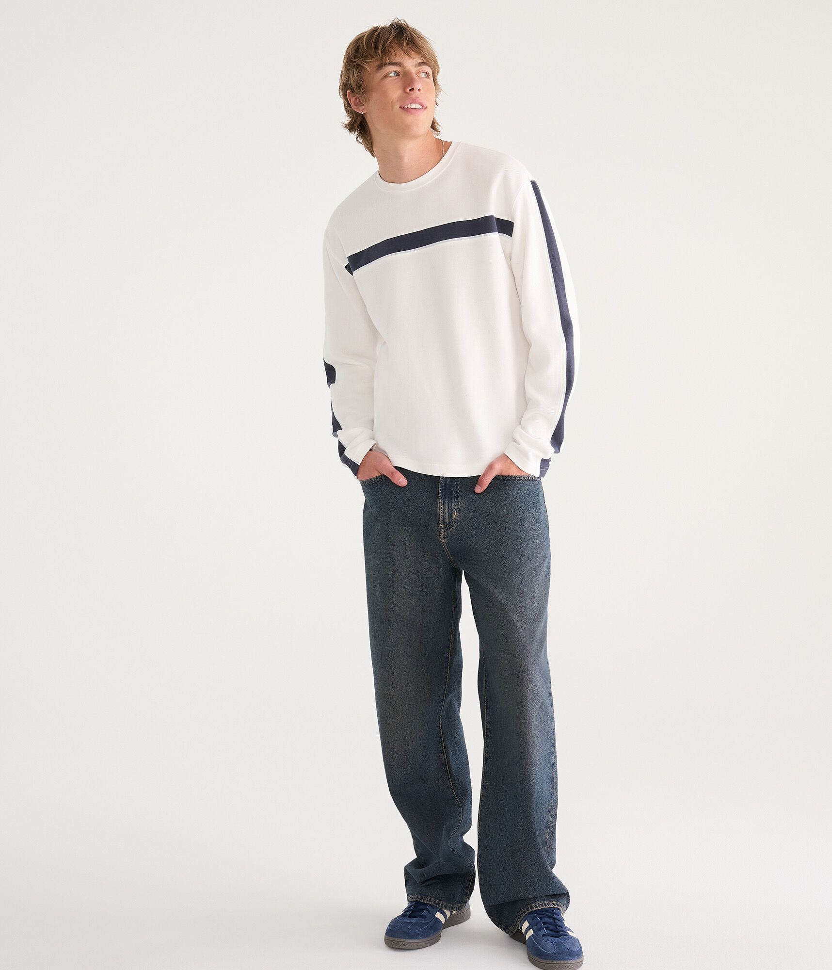 Long Sleeve Flat Stripes Thermal Tee