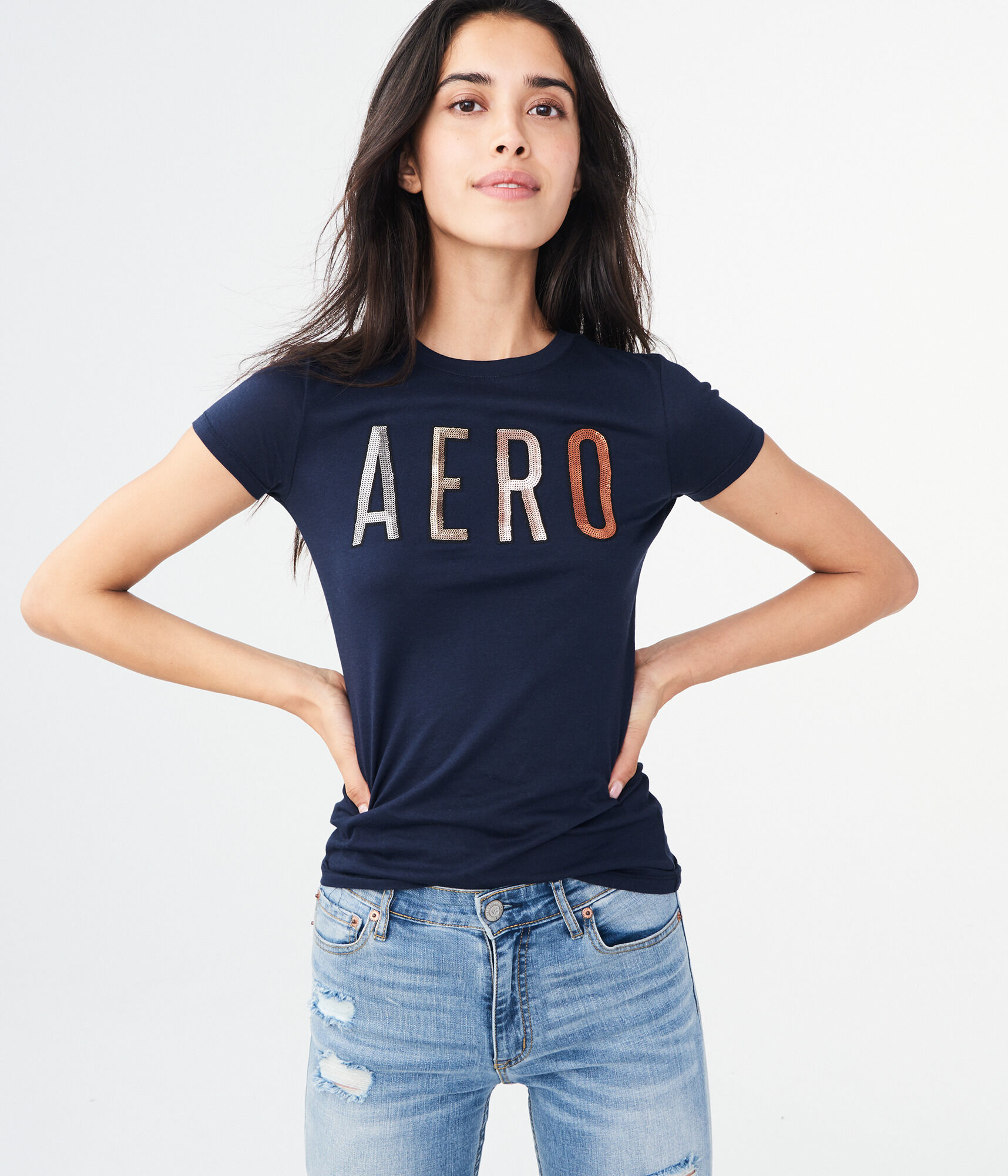 Aero Block Sequin Graphic Tee