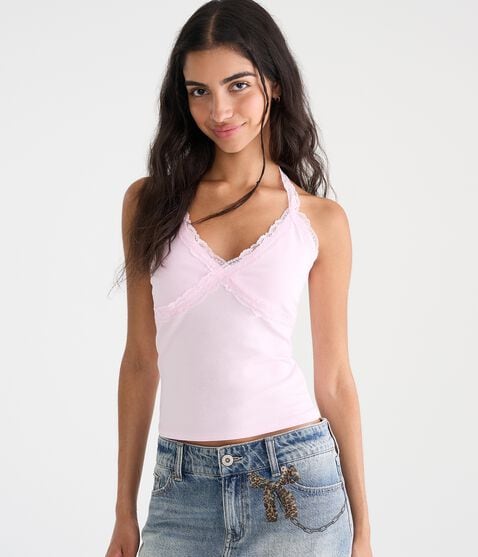 Déjà For Aero Lace V-Neck Halter Top