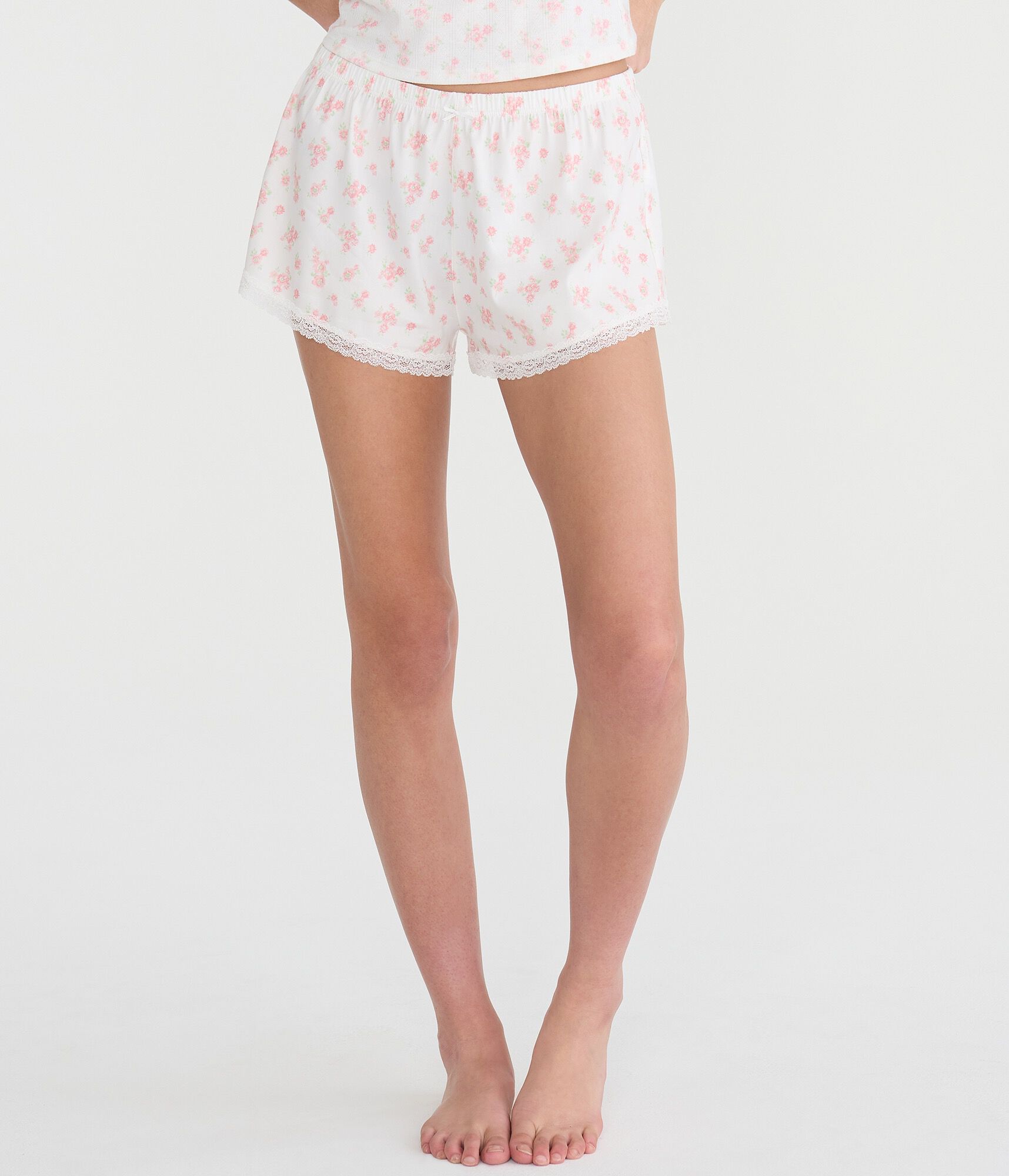 Floral Lace-Trim Sleep Shorts