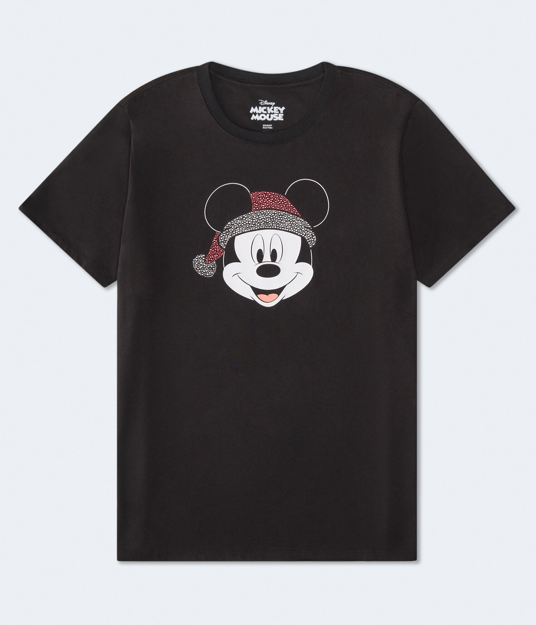 Santa Mickey Mouse Rhinestone Oversized Graphic Tee