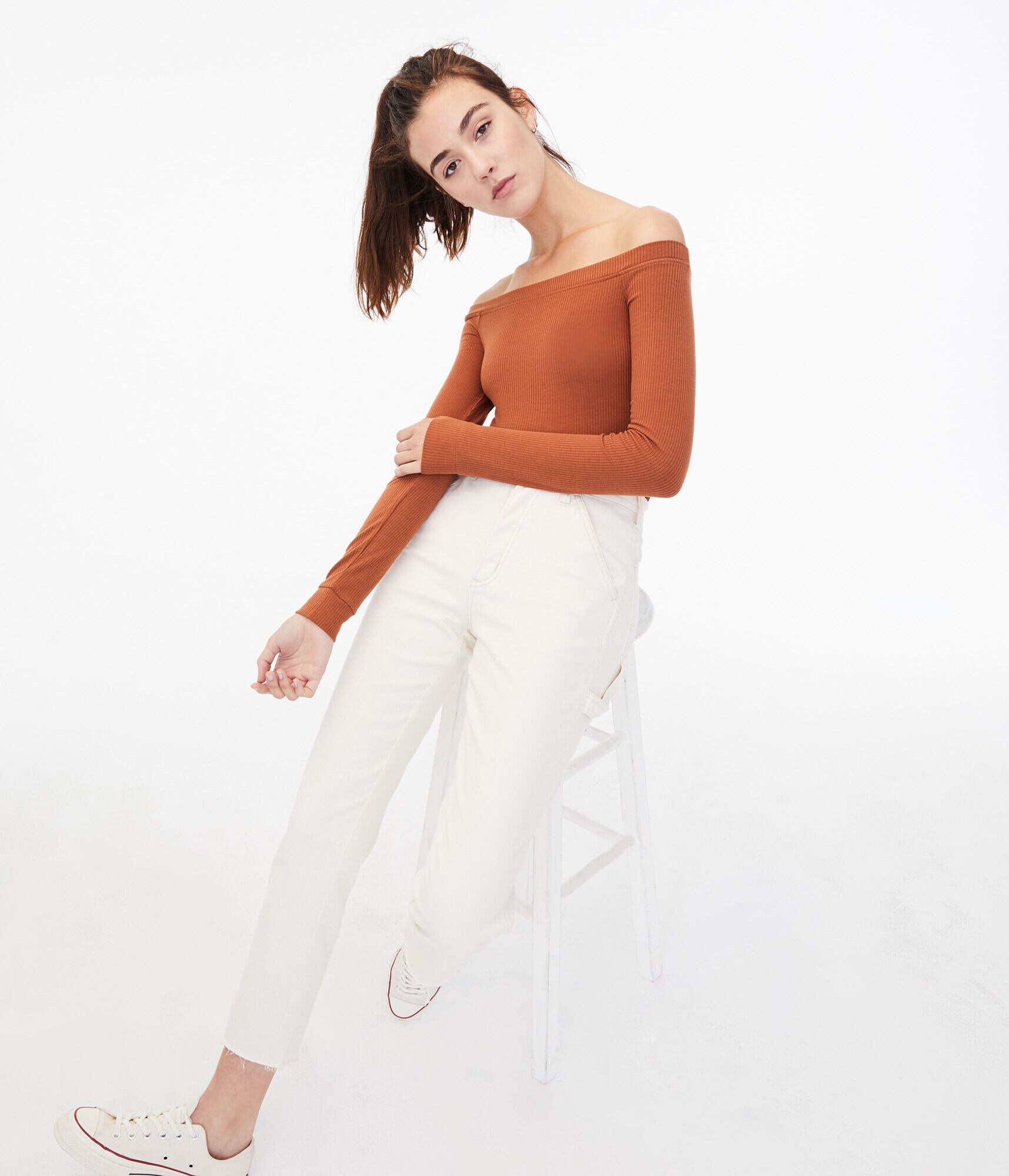 Long Sleeve Seriously Soft Off-The-Shoulder Bodycon Top***