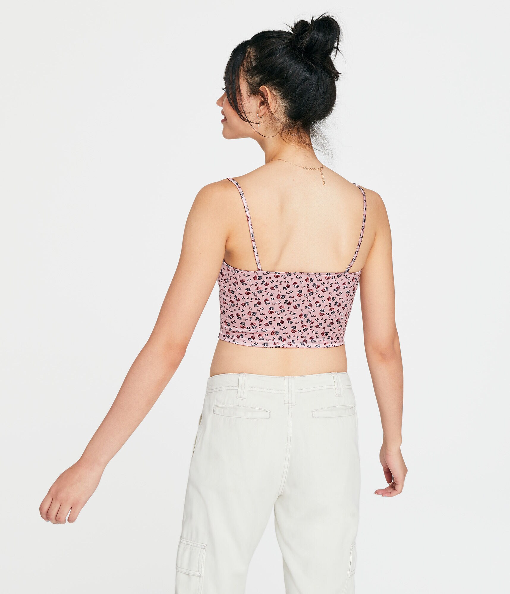 Floral Satin Cropped Corset Cami