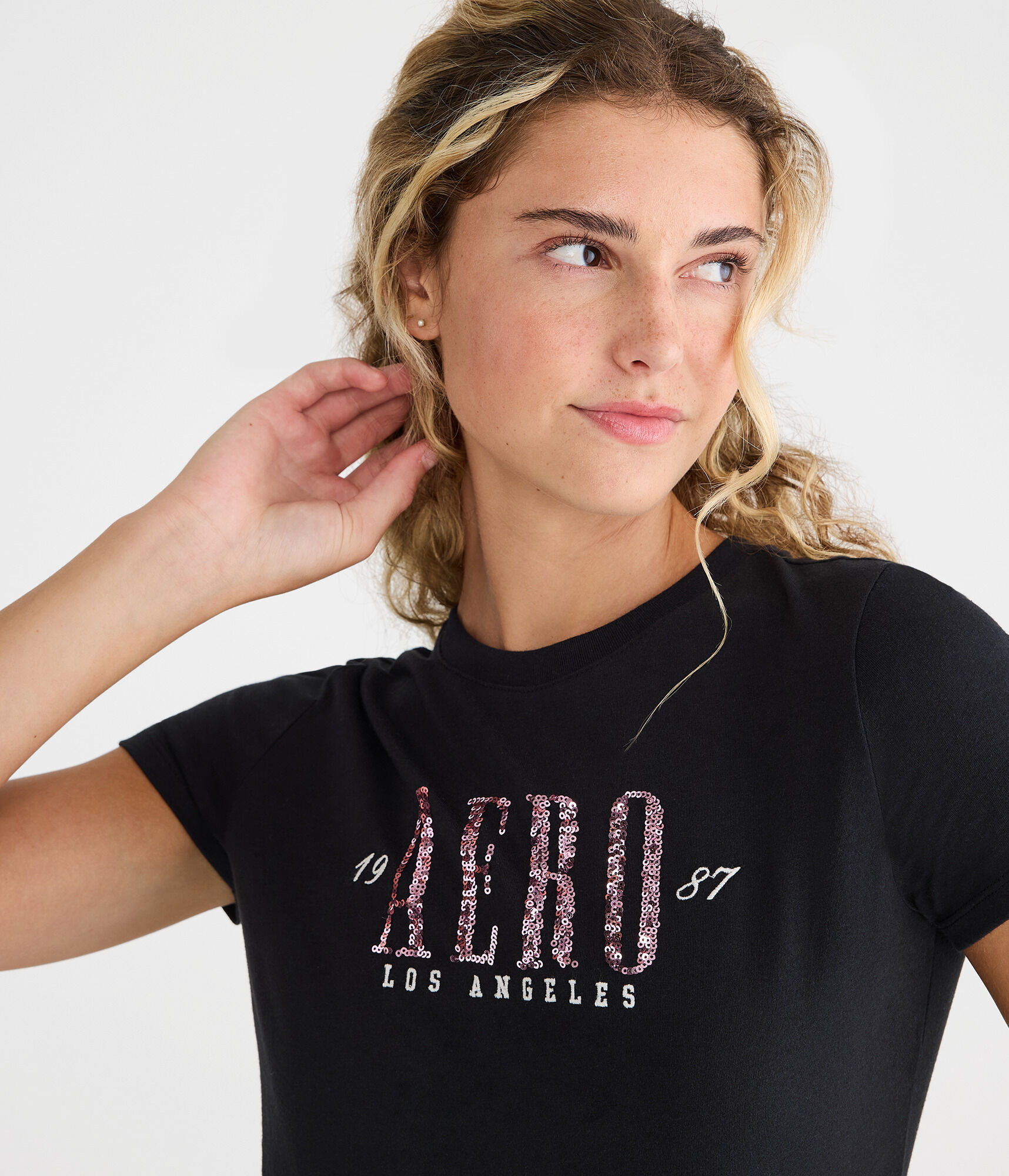 Aero Los Angeles Sequin Graphic Tee
