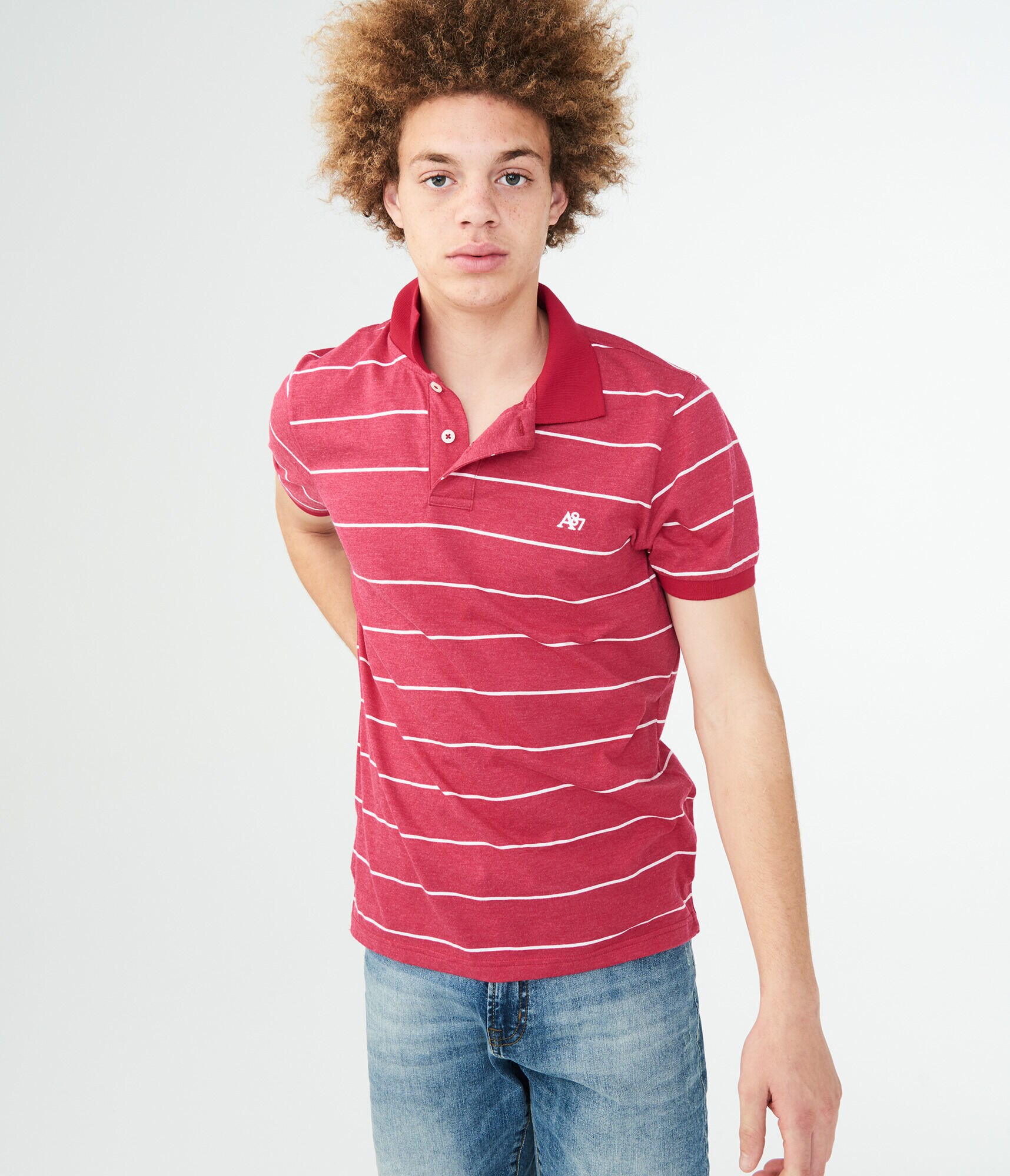 A87 Thin Stripe Jersey Polo