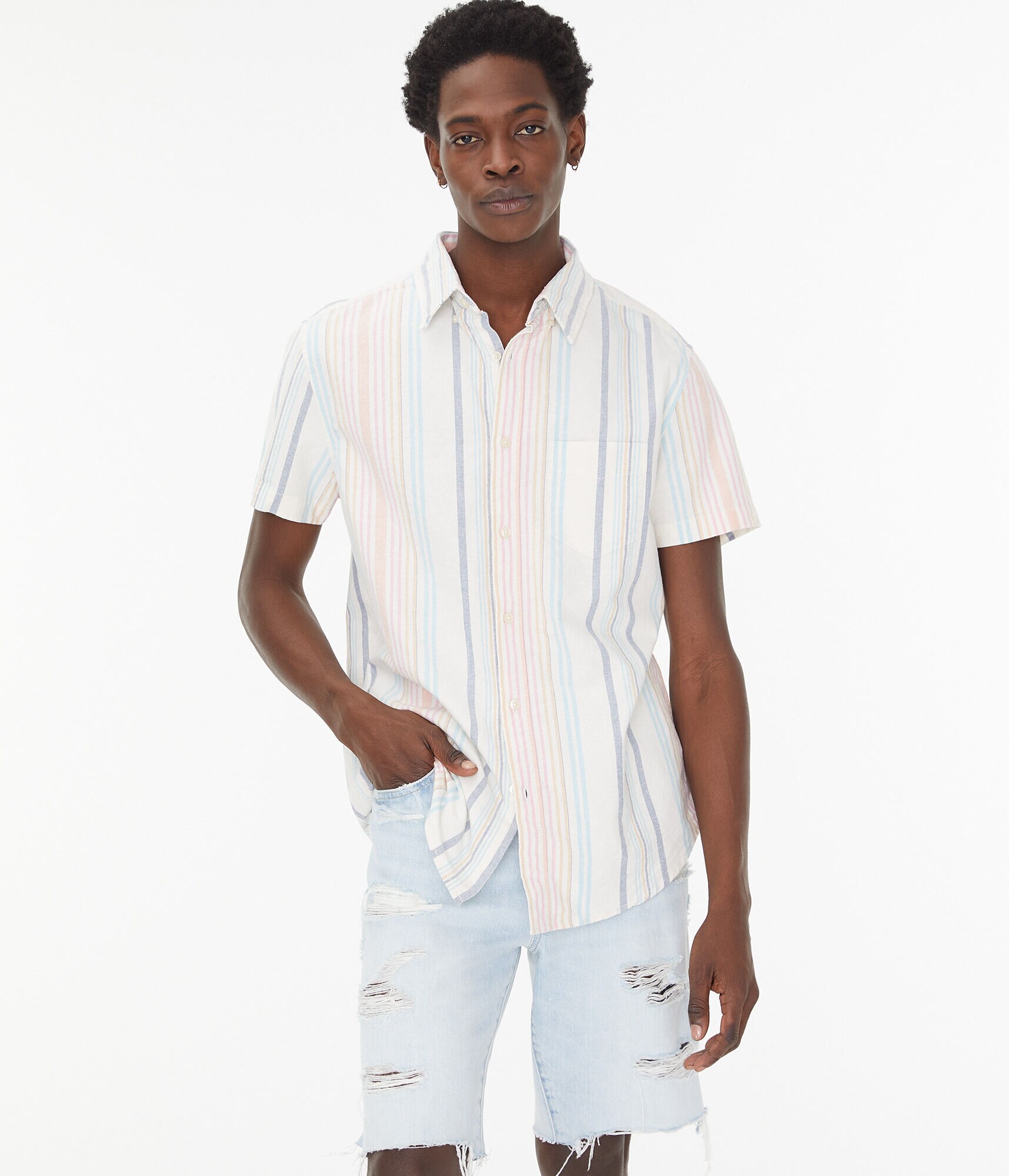 Vertical Stripe Button-Down Shirt