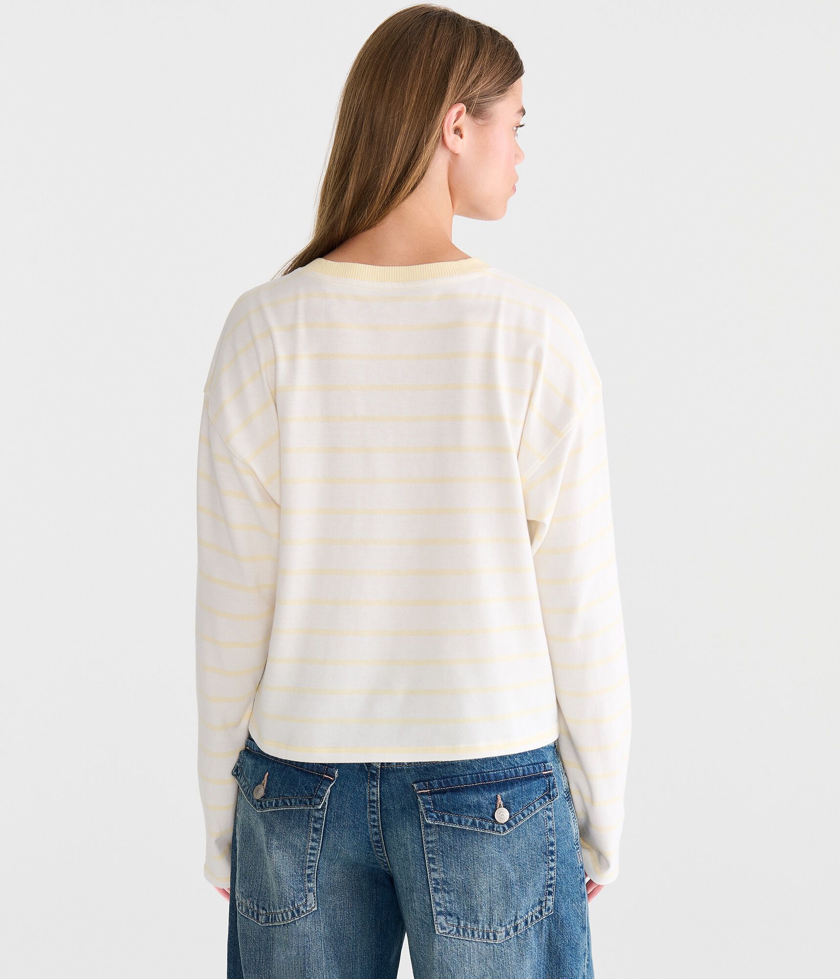 Long Sleeve Striped Oversized Crew Tee