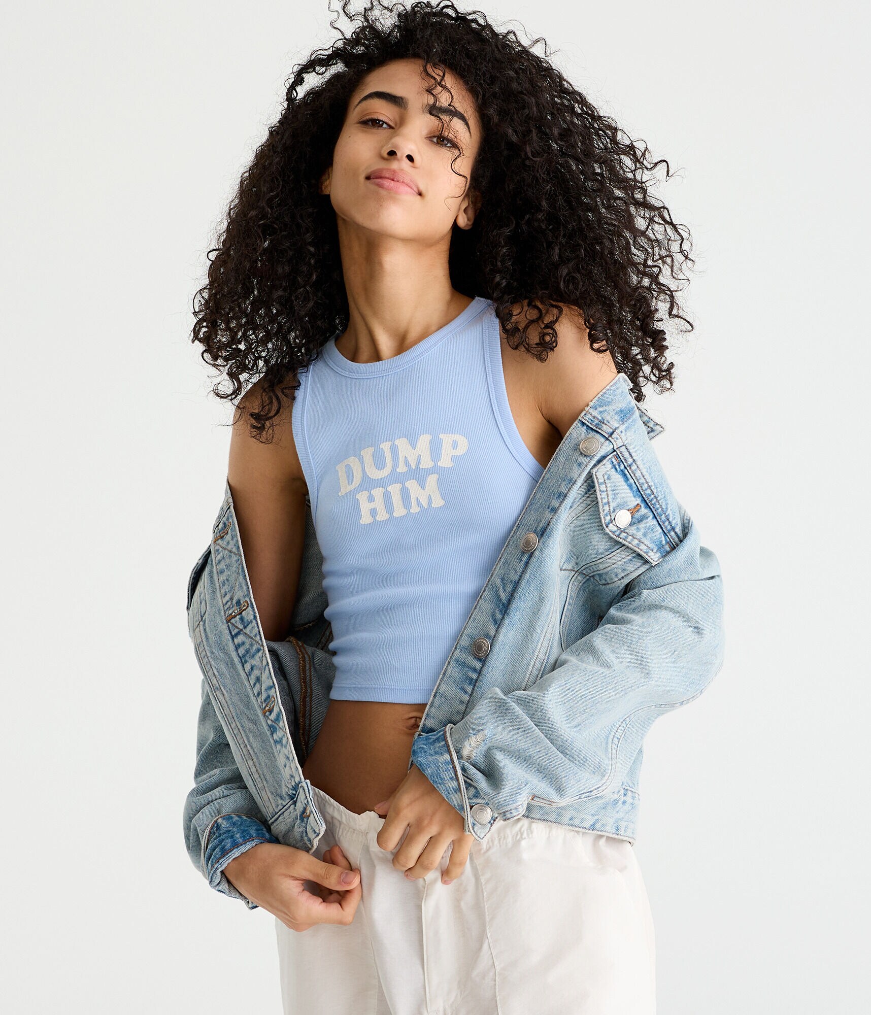 Dump Him Cropped High-Neck Tank