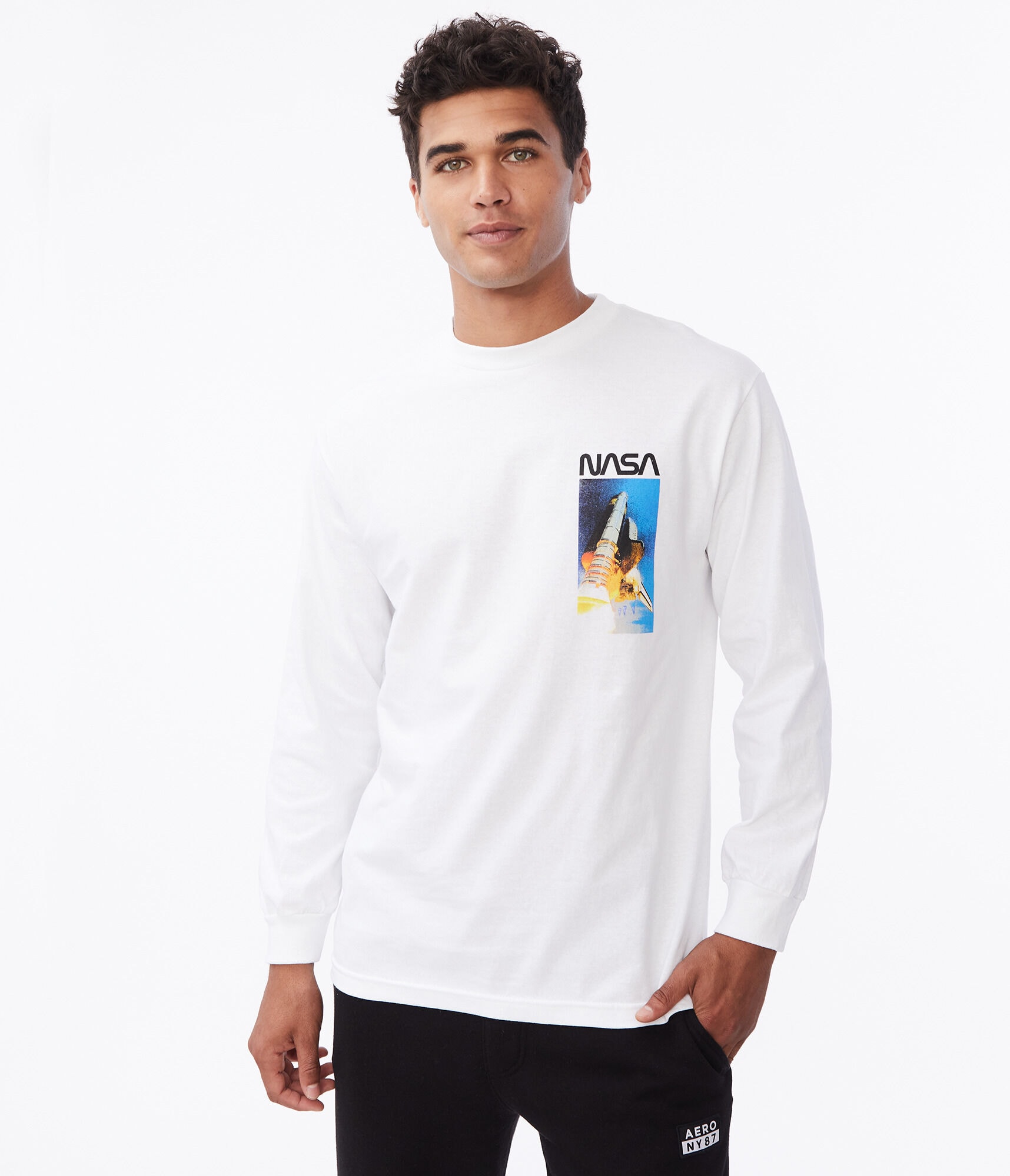white long sleeve shirt with hood