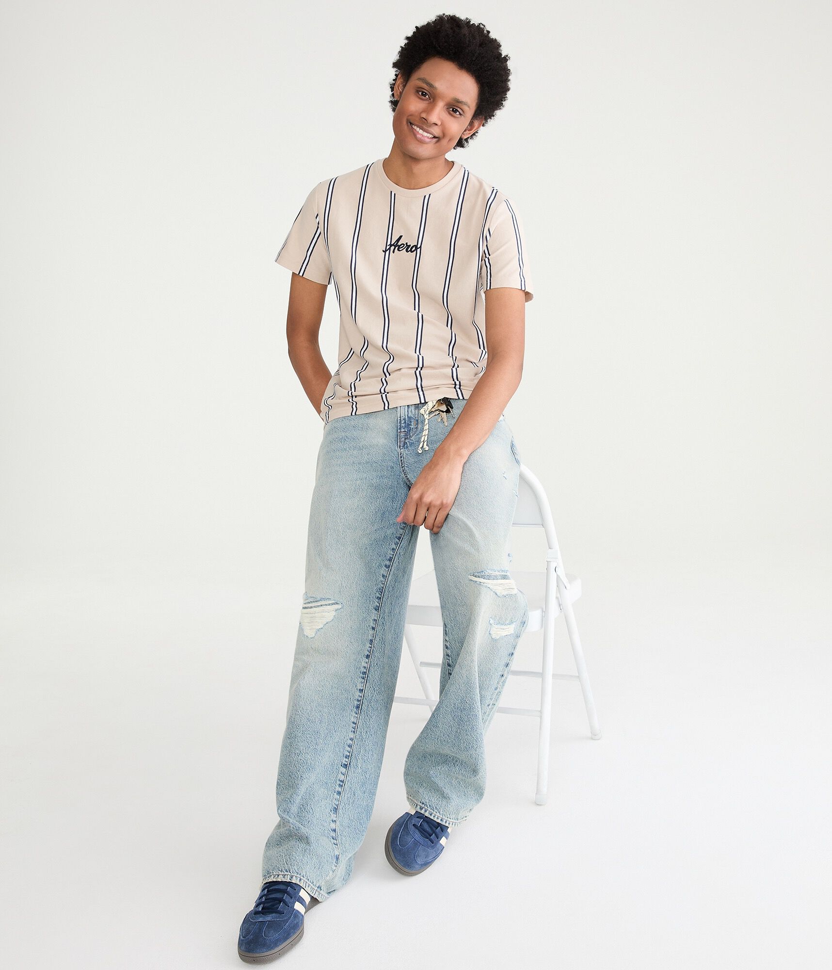 Vertical Stripe Logo Graphic Tee