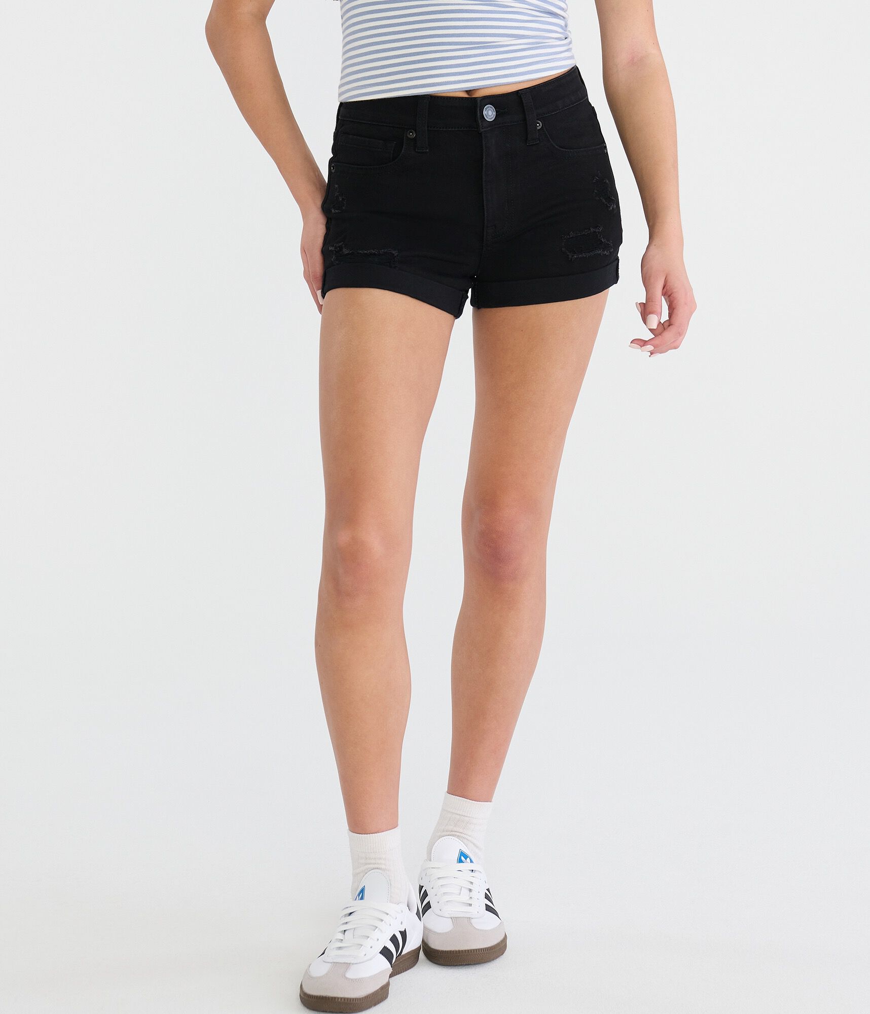 Flex Effects High-Waisted Denim Midi Shorts