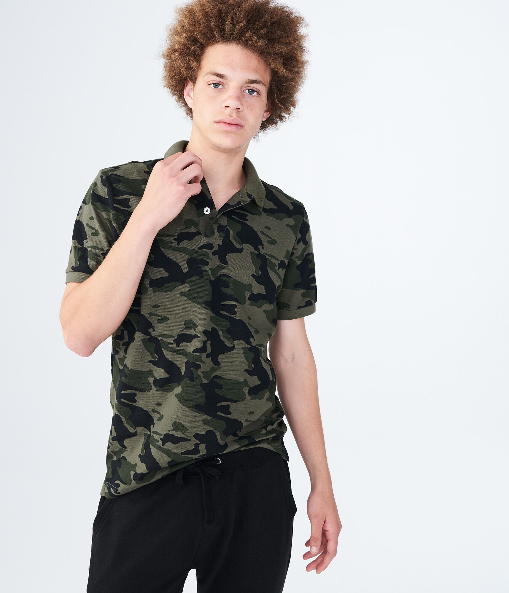 Camo Print Pique Polo