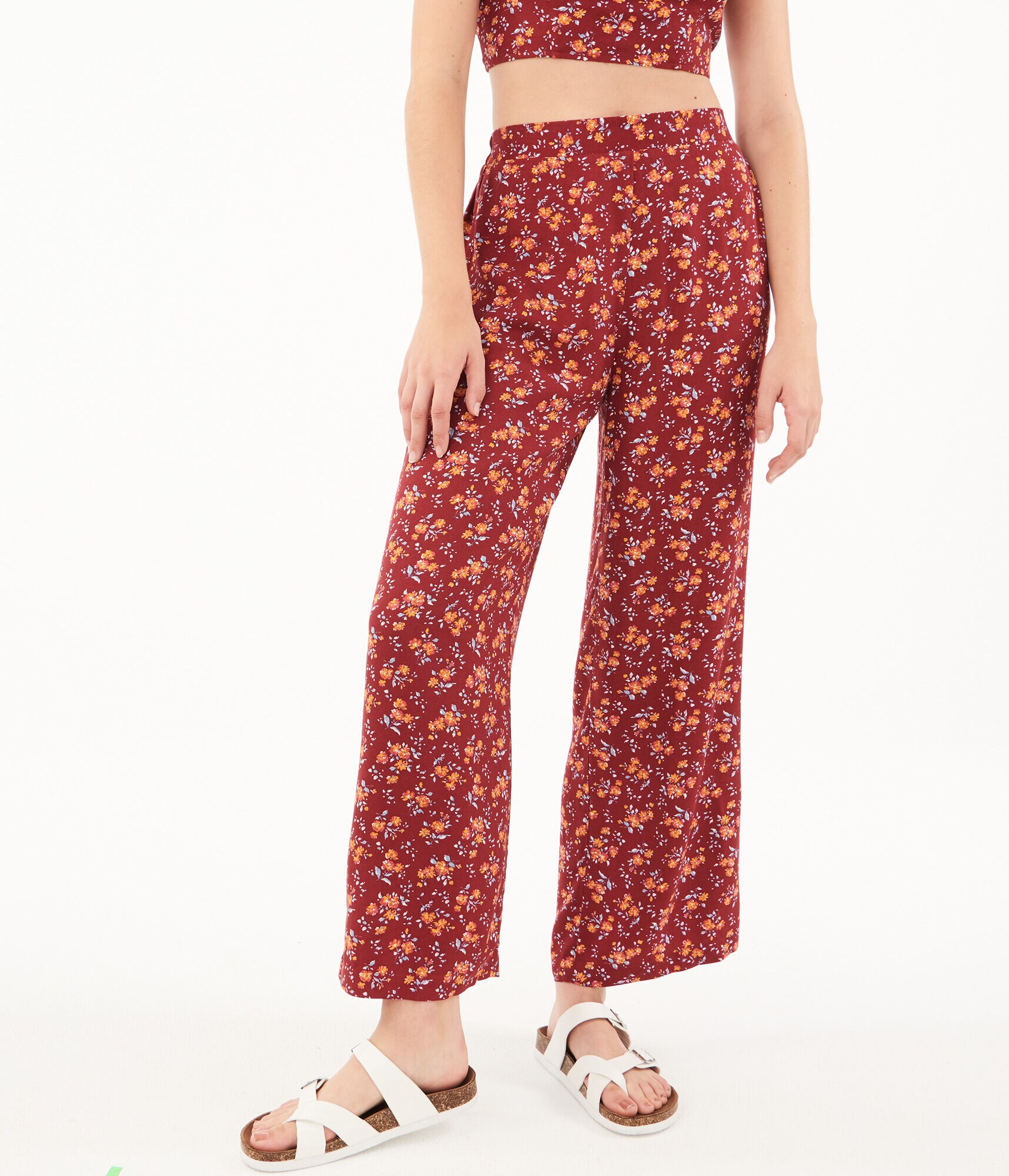 High-Waisted Floral Wide-Leg Pants
