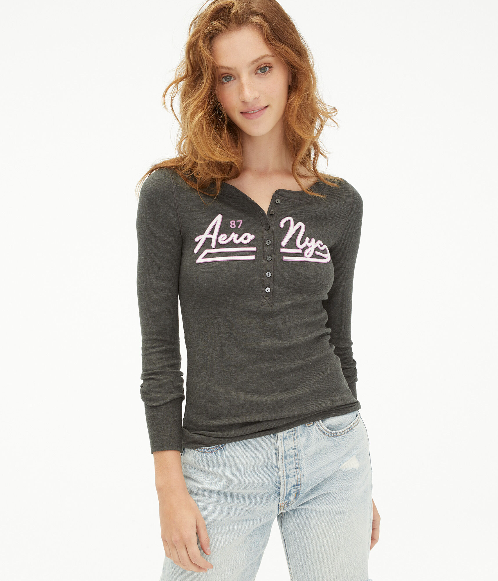 Long Sleeve Aero NYC Graphic Henley