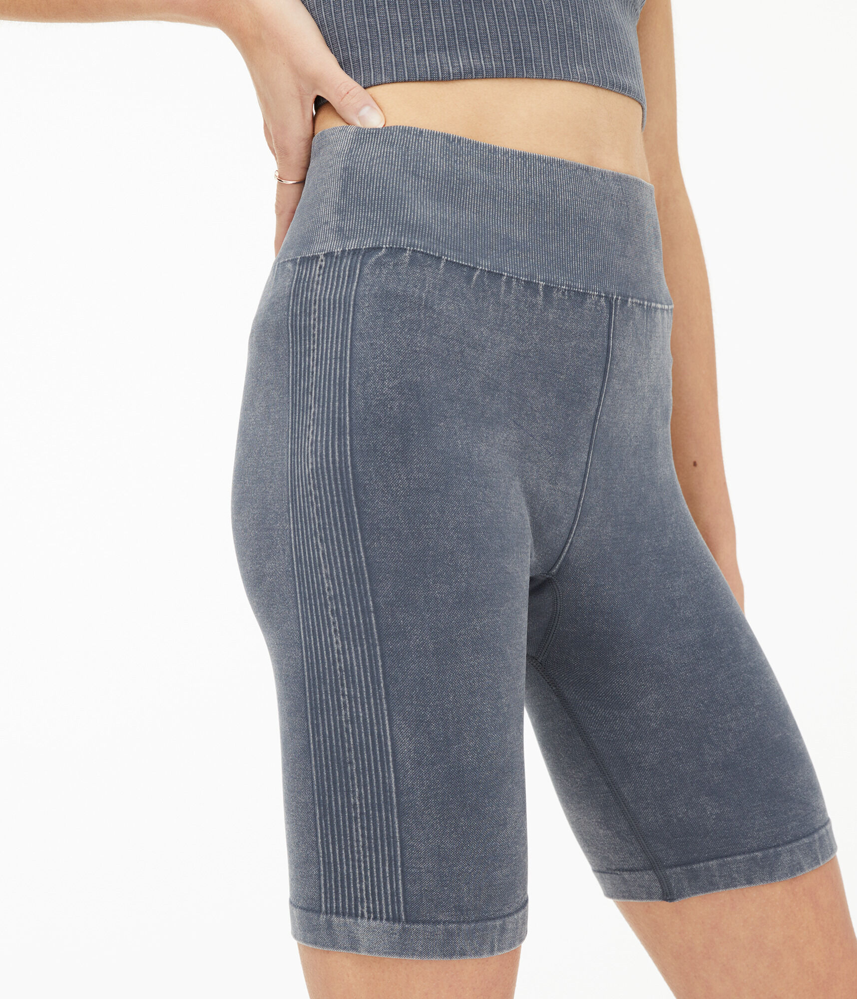 Acid Wash Seamless High-Rise Bike Shorts