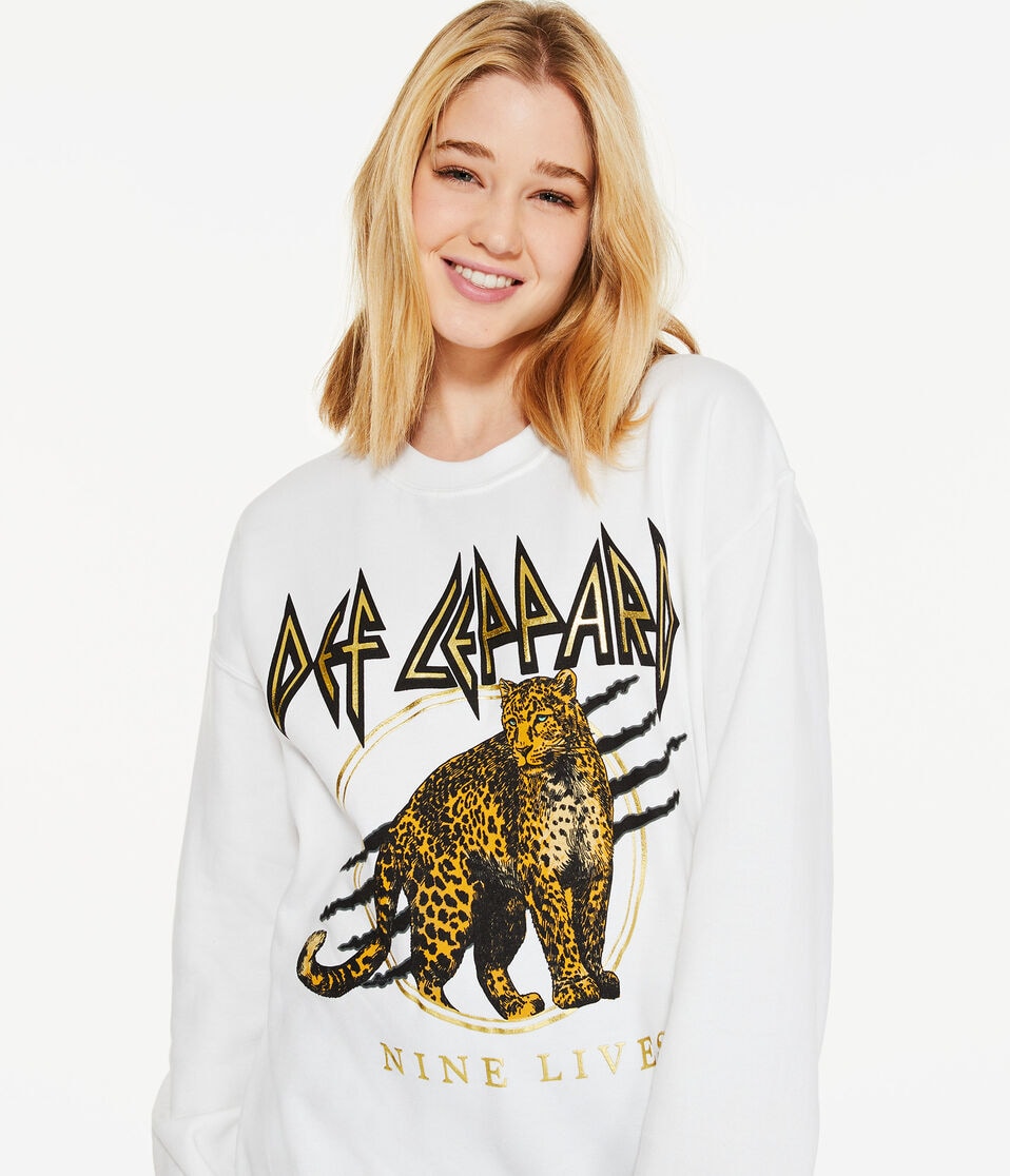 Def Leppard Nine Lives Oversized Crew Sweatshirt