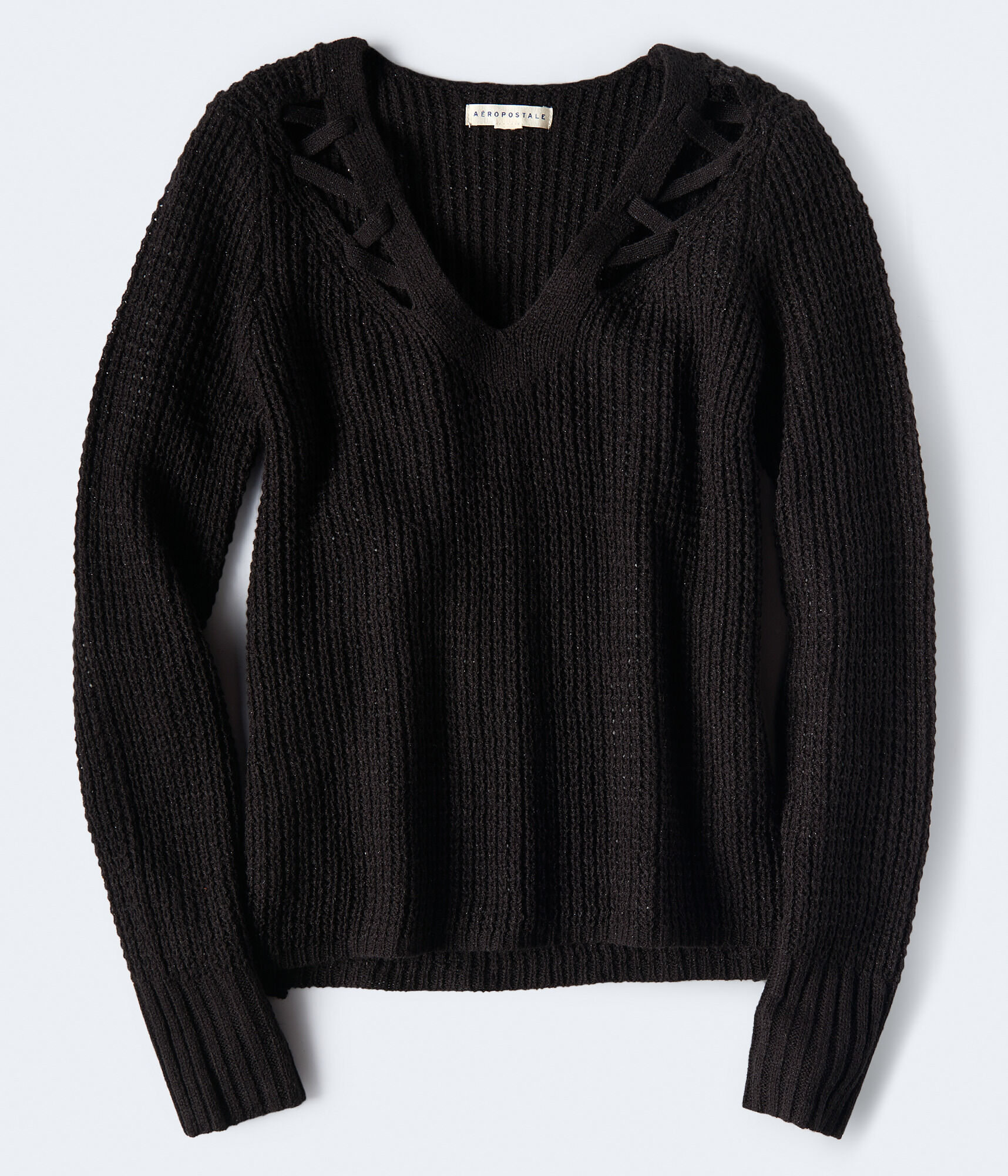 Shimmer Cutout V-Neck Sweater