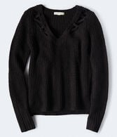 Shimmer Cutout V-Neck Sweater