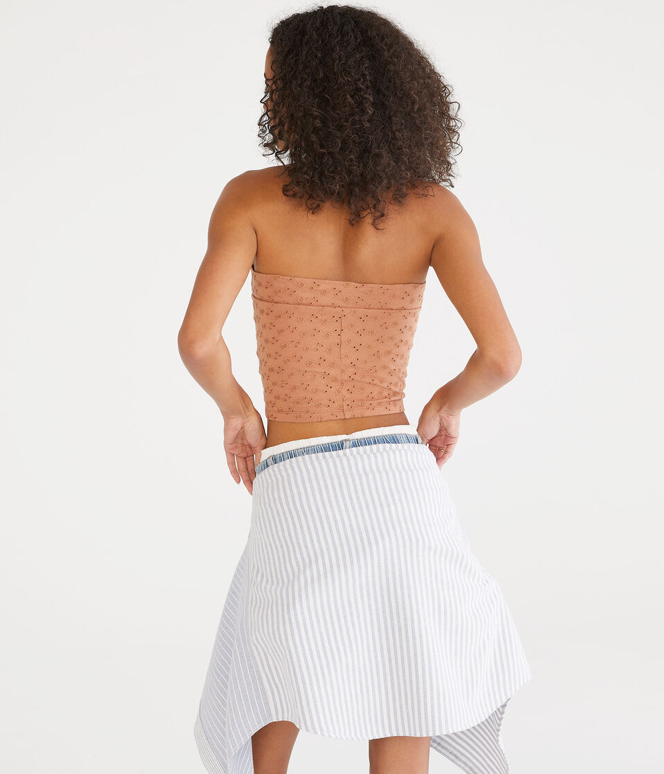 Eyelet Cropped Tube Top