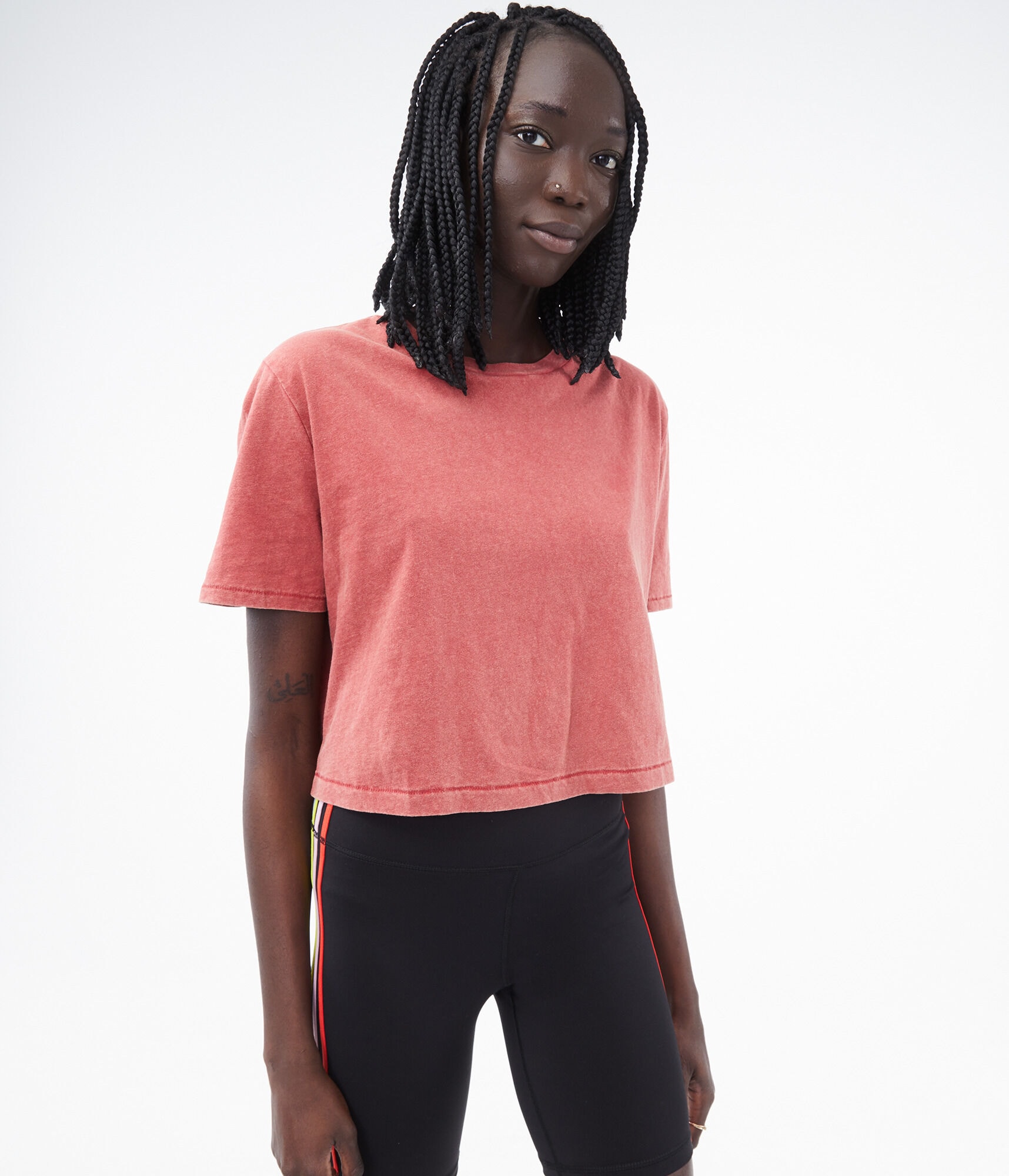 Mineral Wash Cropped Boxy Crew Tee