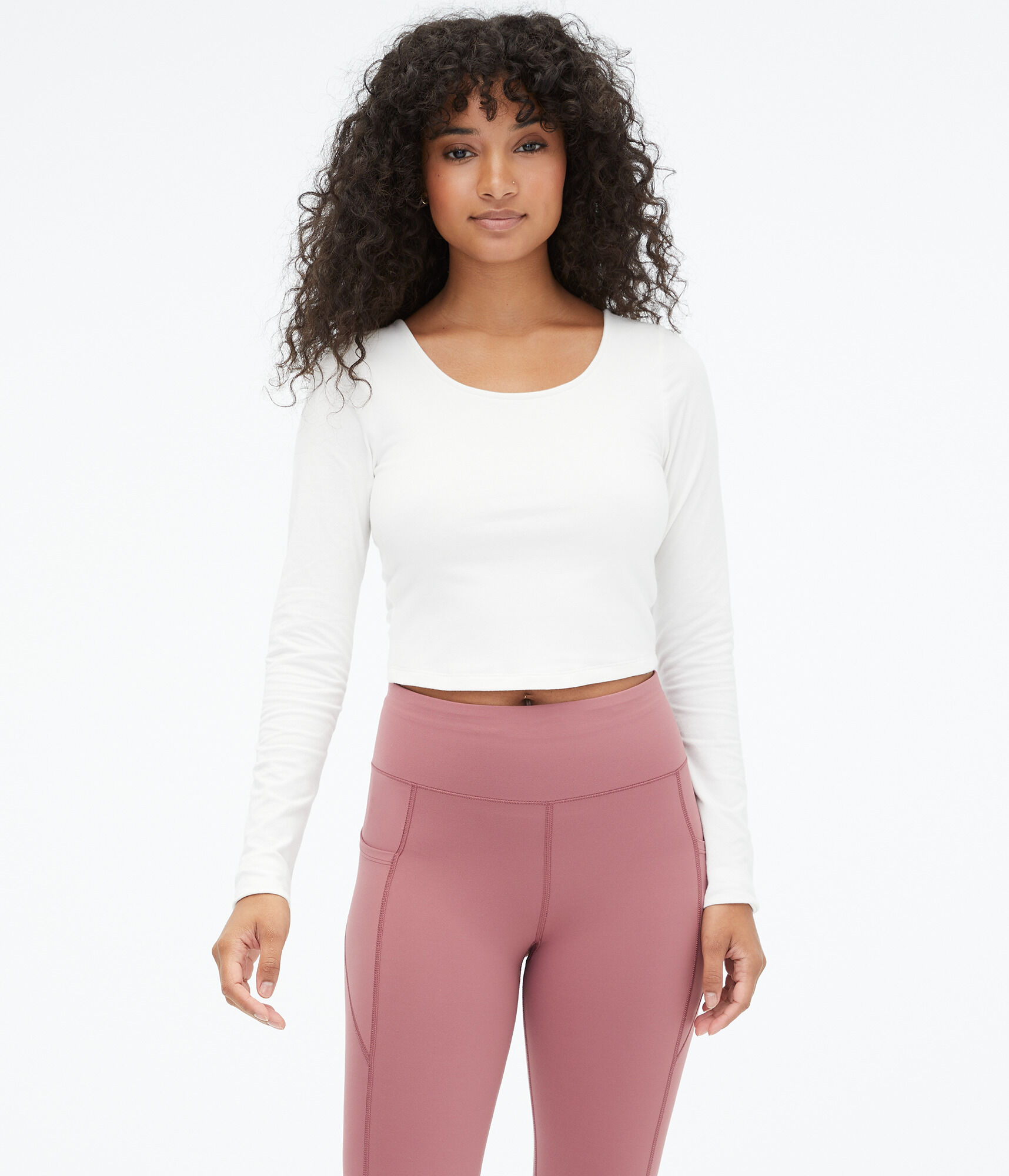 Long Sleeve Seriously Soft Laced-Back Cropped Baby Tee