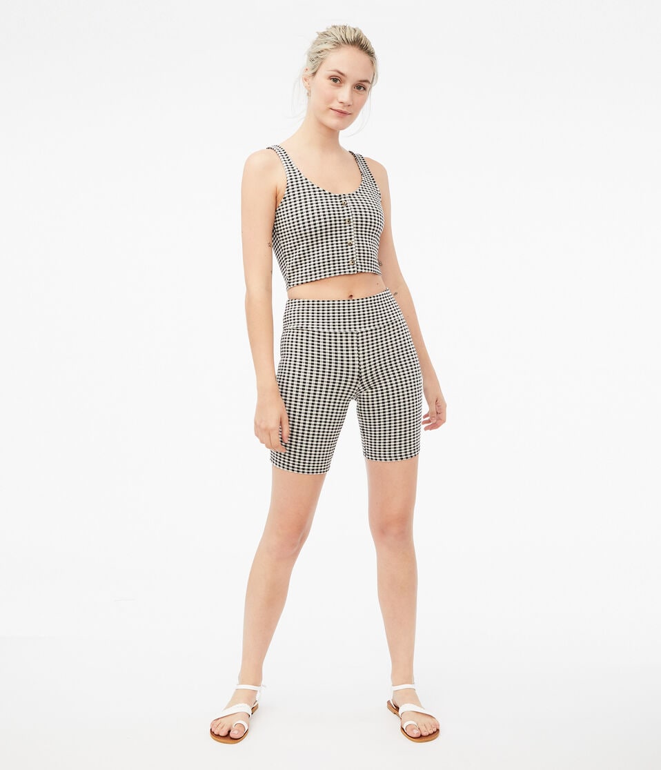 Gingham High-Rise Bike Shorts