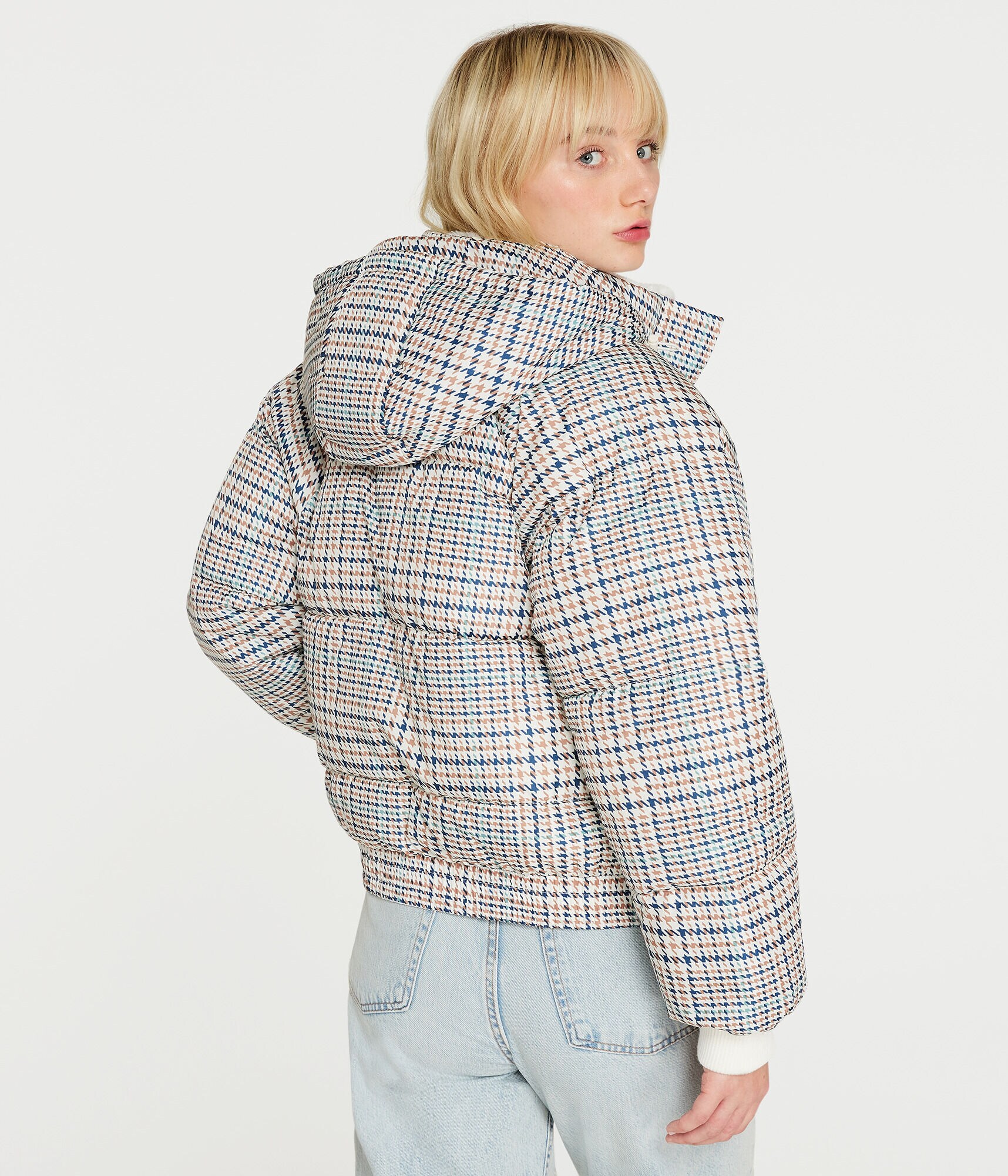 Houndstooth Heavyweight Puffer Jacket