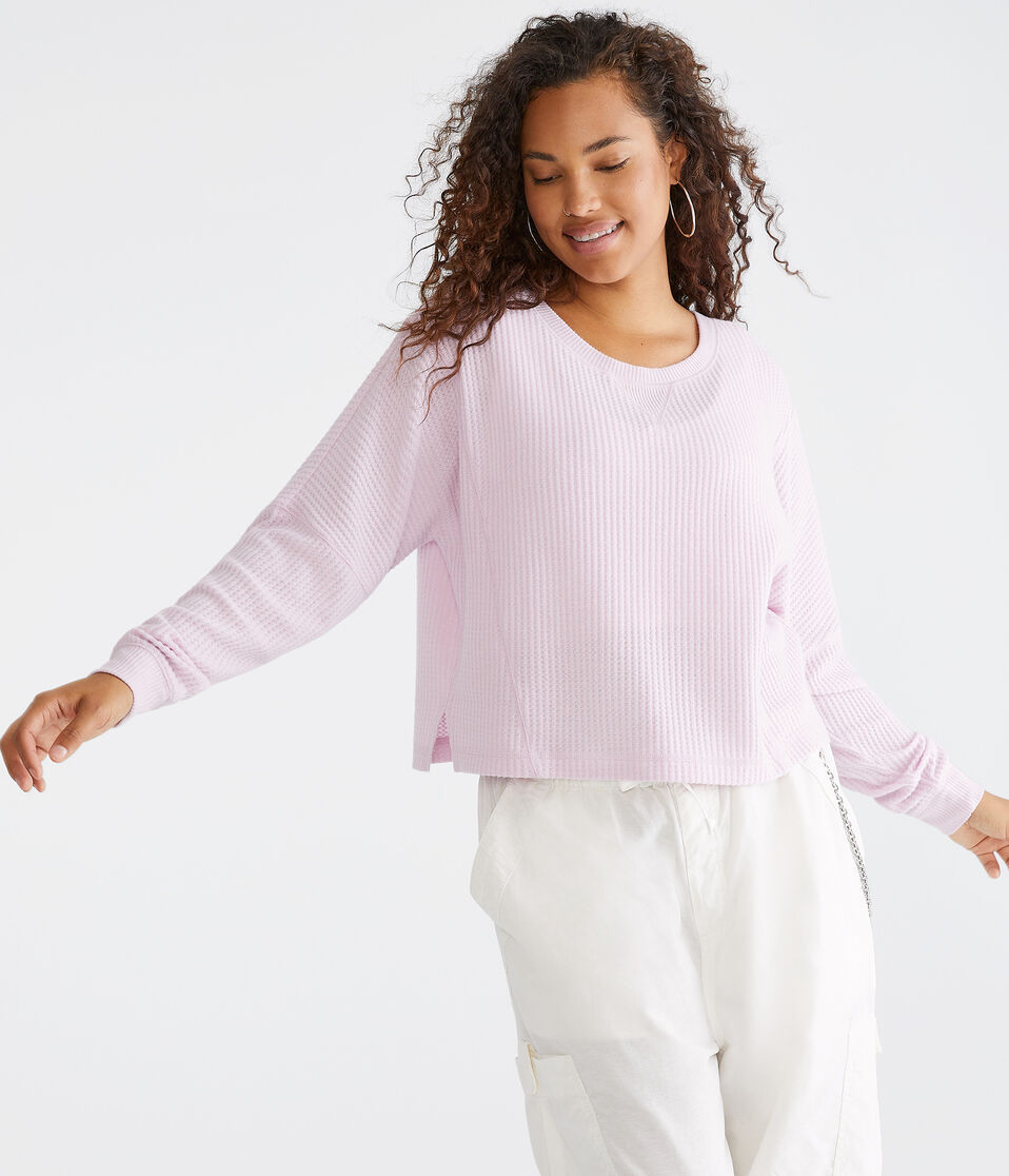 Long Sleeve Wear 2 Ways Cozy Waffle Tee