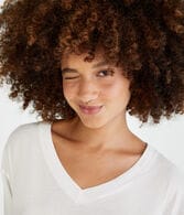 Long Sleeve Washed Loose Fit V-Neck Tee