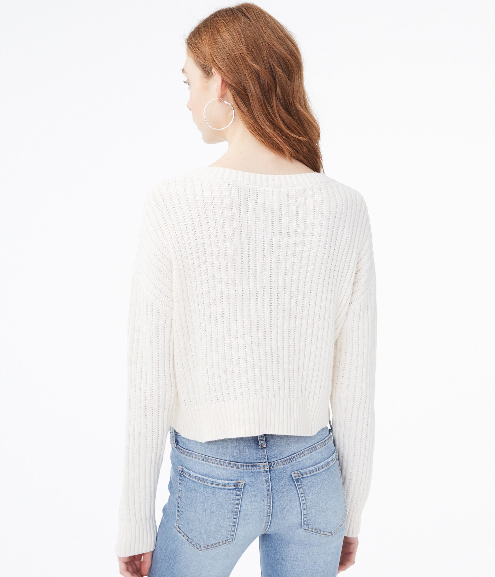 Cropped V-Neck Sweater