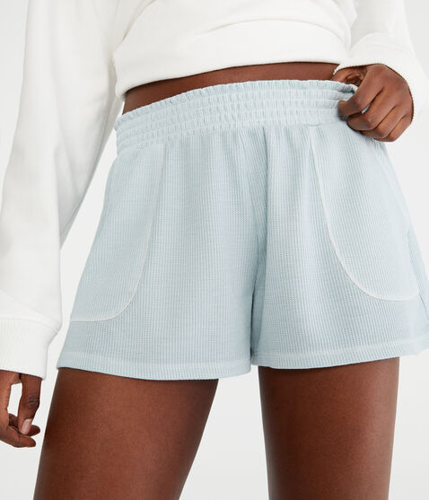Washed Mid-Rise Waffle Shorts Washed Mid-Rise Waffle Shorts