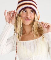 Pointelle Tie-Front Square-Neck Sweater