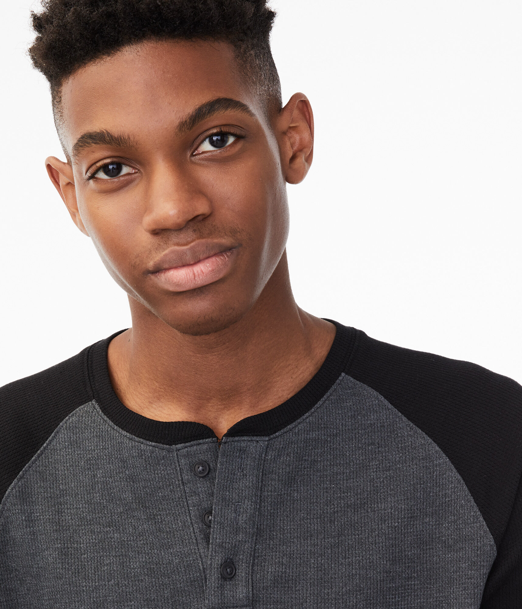 Long Sleeve Solid Thermal Henley Tee