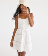 Solid Sweetheart Eyelet Fit & Flare Dress