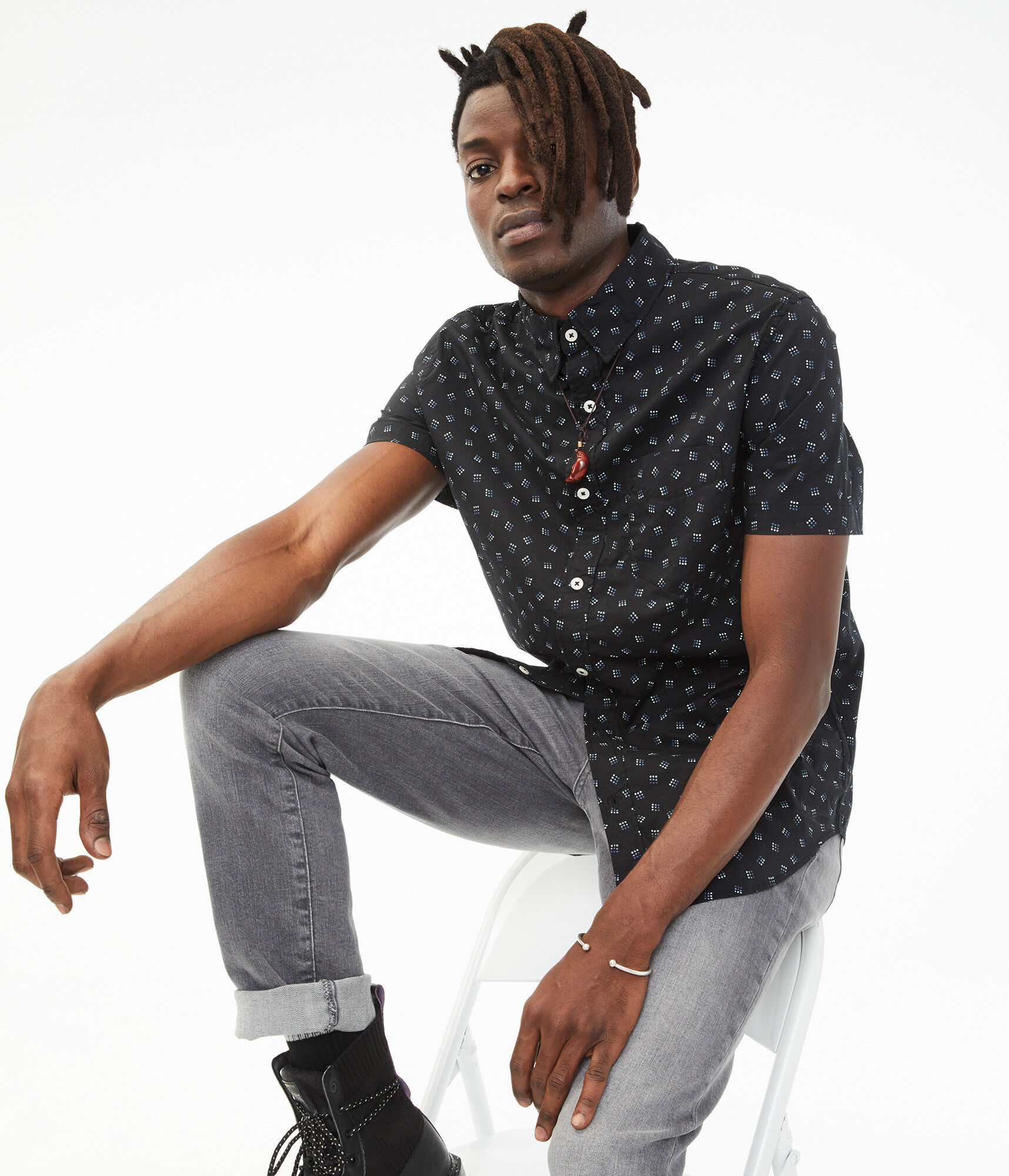 Geometric Button-Down Shirt