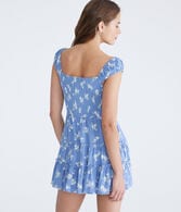 Floral Scoop-Neck Smocked Fit & Flare Dress
