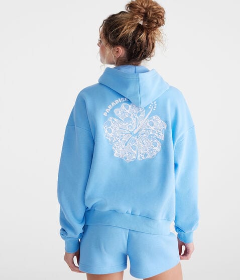 Paradise Hibiscus Flower Pullover Hoodie